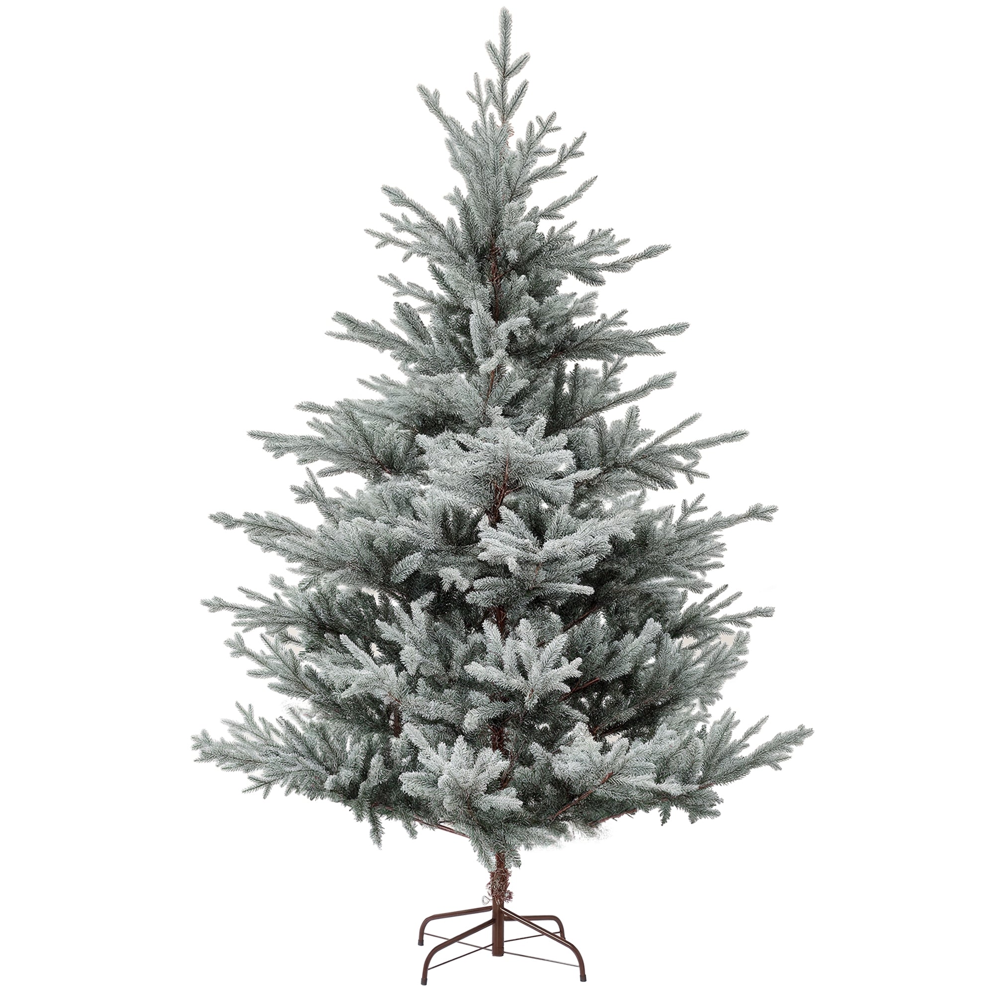 6ft Nordic Pine Artificial Christmas Tree with 795 Snow Flocked Tips, Foldable Metal Stand, Easy Assembly, Hinged Xmas Tree for Home Office Holiday