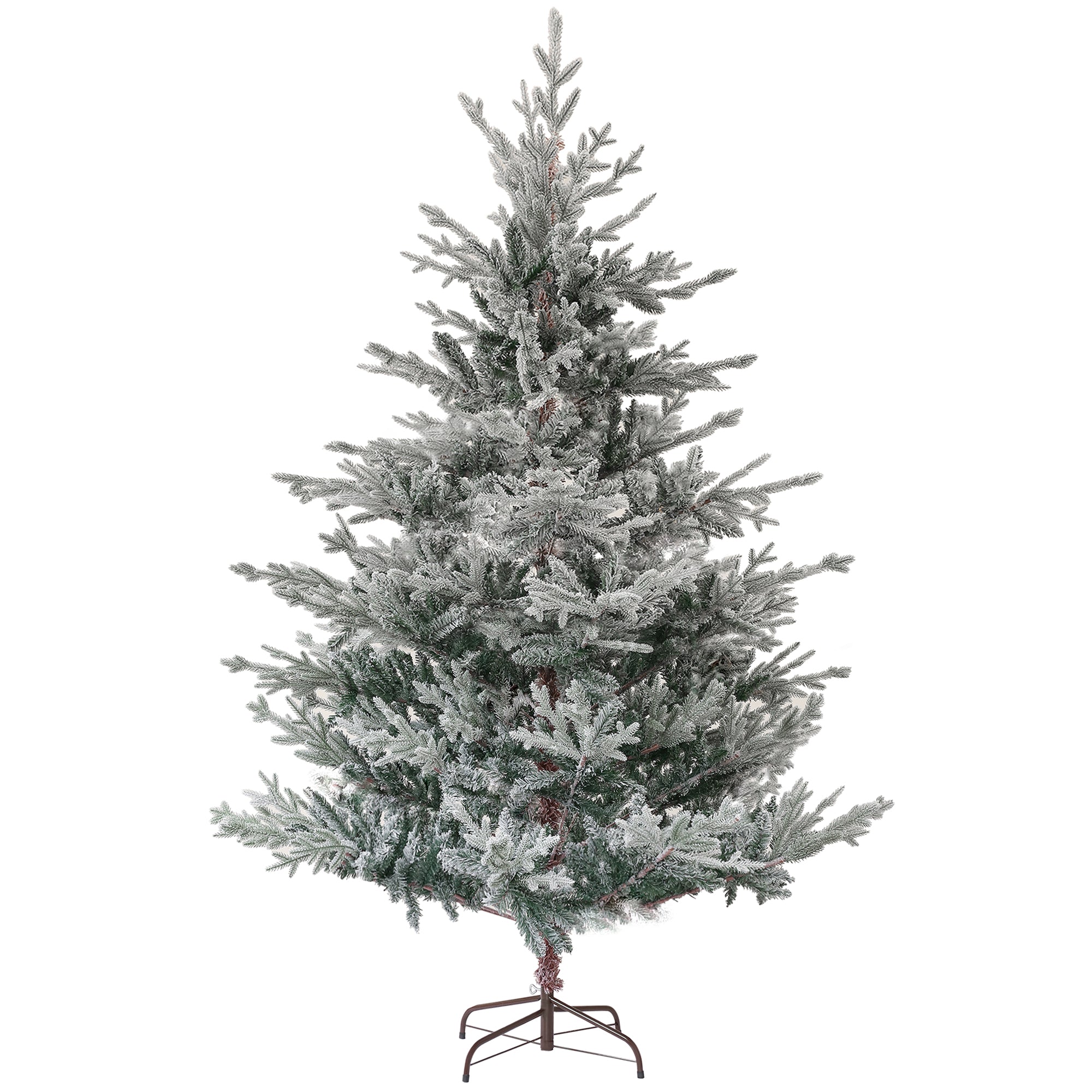 6ft Nordic Pine Artificial Christmas Tree with 795 Snow Flocked Tips, Foldable Metal Stand, Easy Assembly, Hinged Xmas Tree for Home Office Holiday