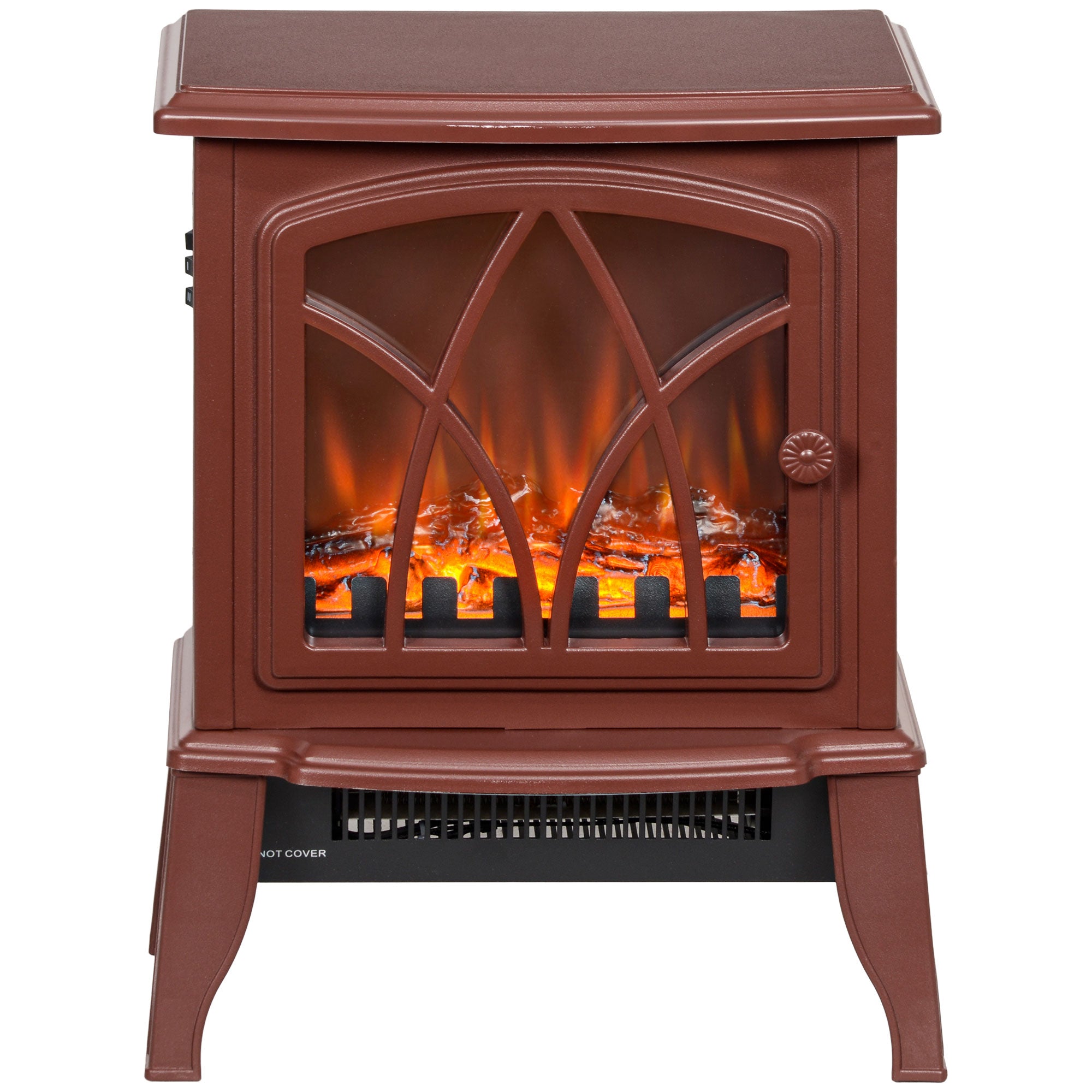 Electric Fireplace Heater, Freestanding Fireplace Stove with Realistic Flames Overheating Protection 750W/1500W, Red