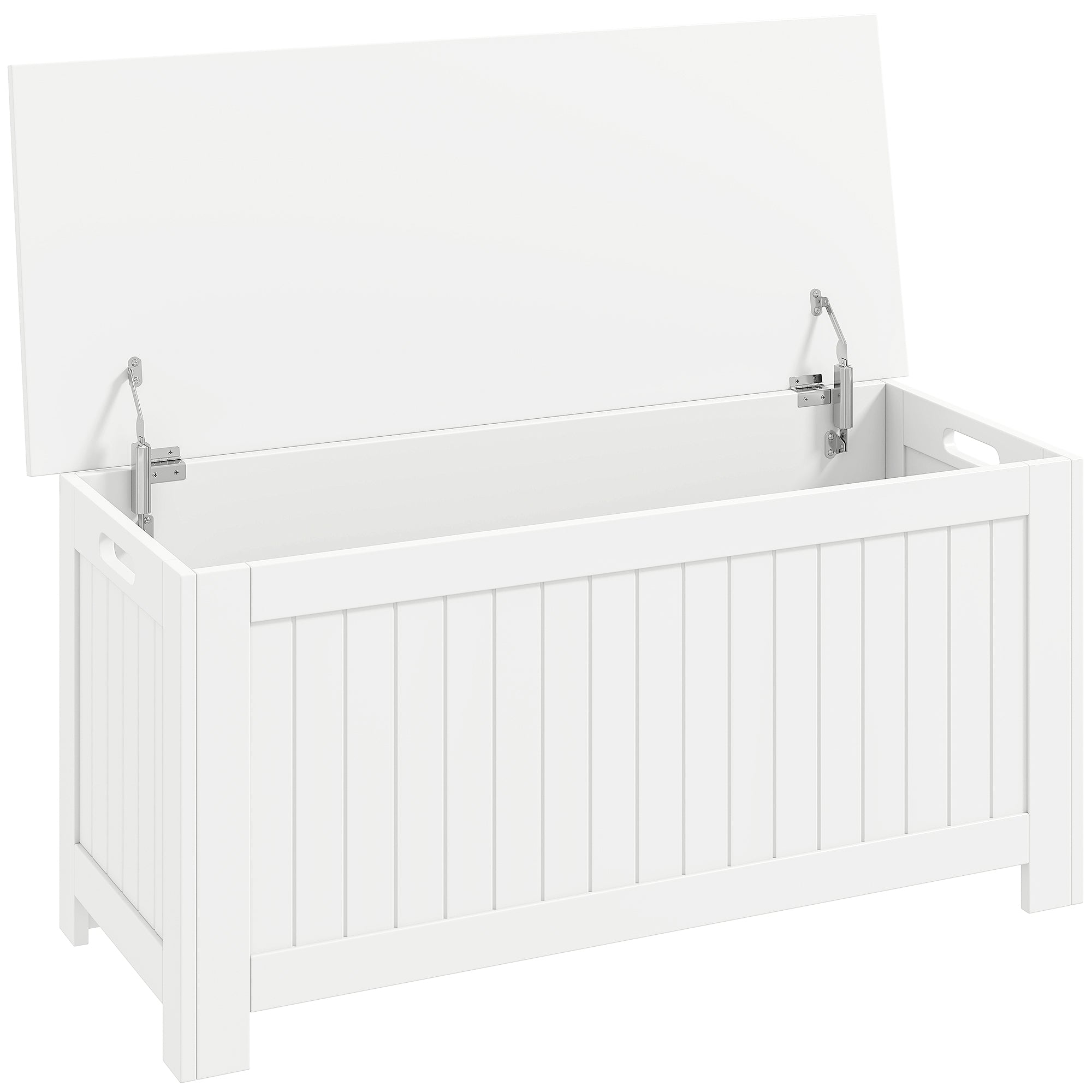 Storage Chest, Modern Storage Trunk with 2 Safety Hinges and Flip-Top Lid, Blanket Box for Living Room, 39" x 16" x 18", White
