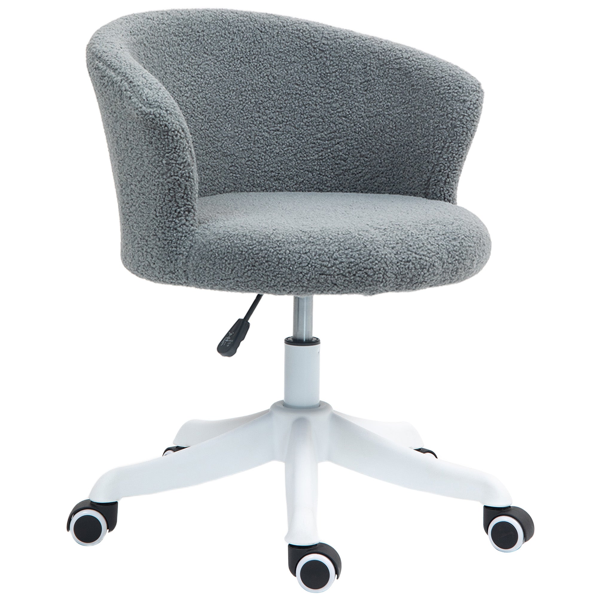 Vinsetto Armless Office Chair, Fluffy Computer Desk Chair with Adjustable Height, Swivel Wheels, Mid Back, Grey