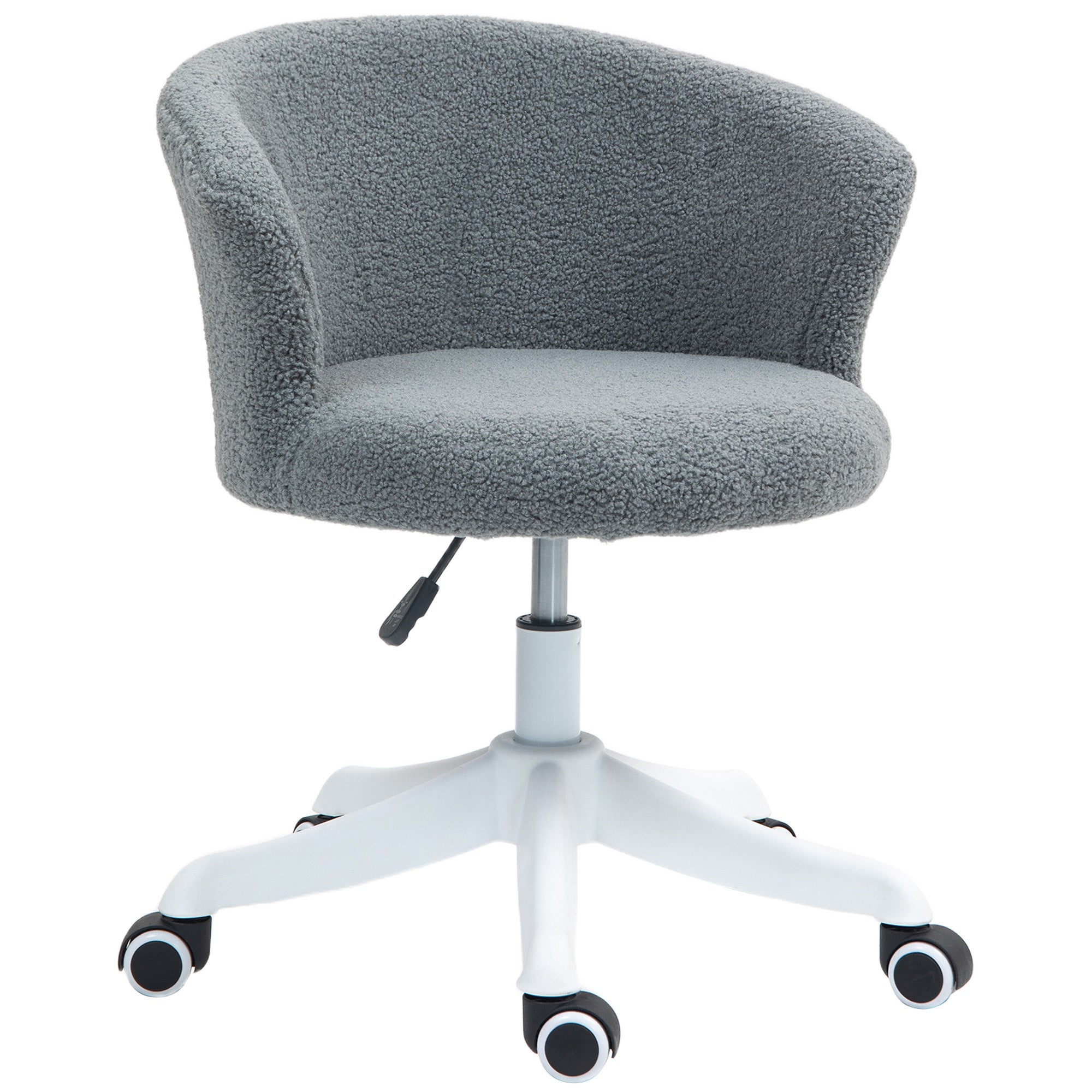 Vinsetto Armless Office Chair, Fluffy Computer Desk Chair with Adjustable Height, Swivel Wheels, Mid Back, Grey