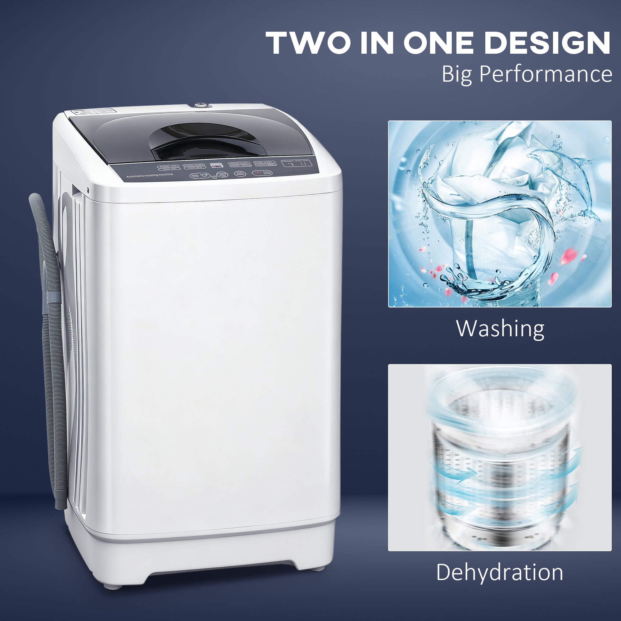Portable Washing Machine, 1.3 Cu. Ft. Compact Washer with 8 Programs, 6 Water Levels, LED Display and Child Lock, 9.9 lb Full Automatic Washing Machine for Apartments, Dorms and RVs, White