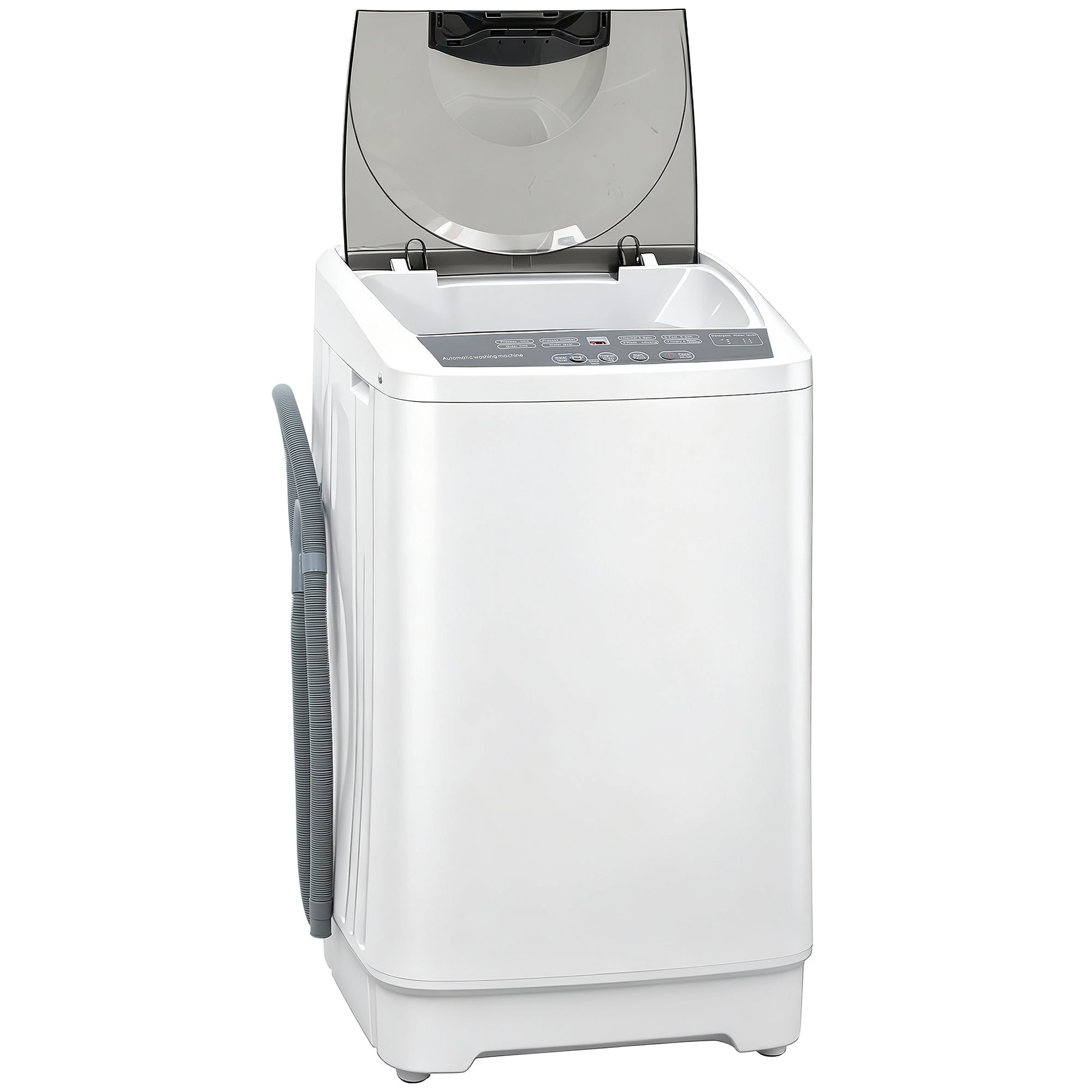 Portable Washing Machine, 1.3 Cu. Ft. Compact Washer with 8 Programs, 6 Water Levels, LED Display and Child Lock, 9.9 lb Full Automatic Washing Machine for Apartments, Dorms and RVs, White