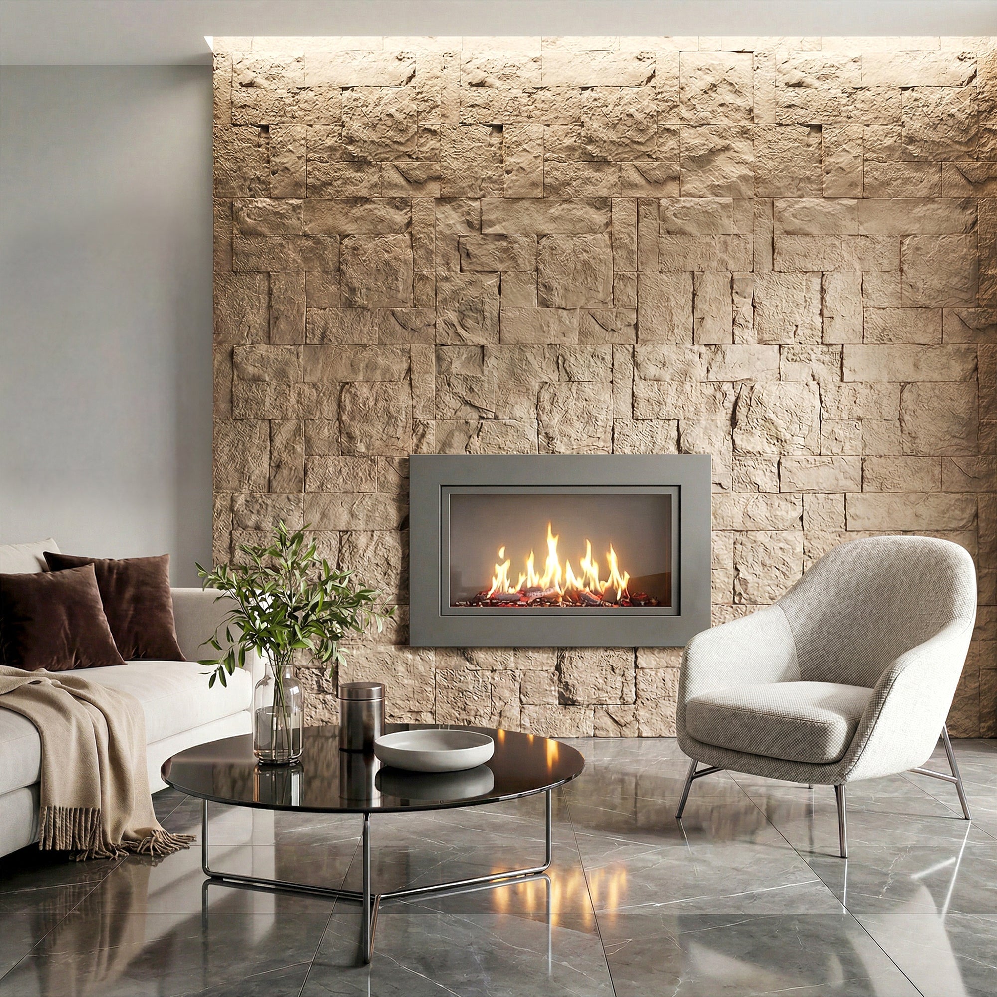 8-Pack 3D Faux Stone Wall Panels, Lightweight Polyurethane Panels for Interior and Exterior Accent Walls, Water-Resistant, 4' x 2', Cover 61.8 Sq.Ft., 1" Thick, Beige