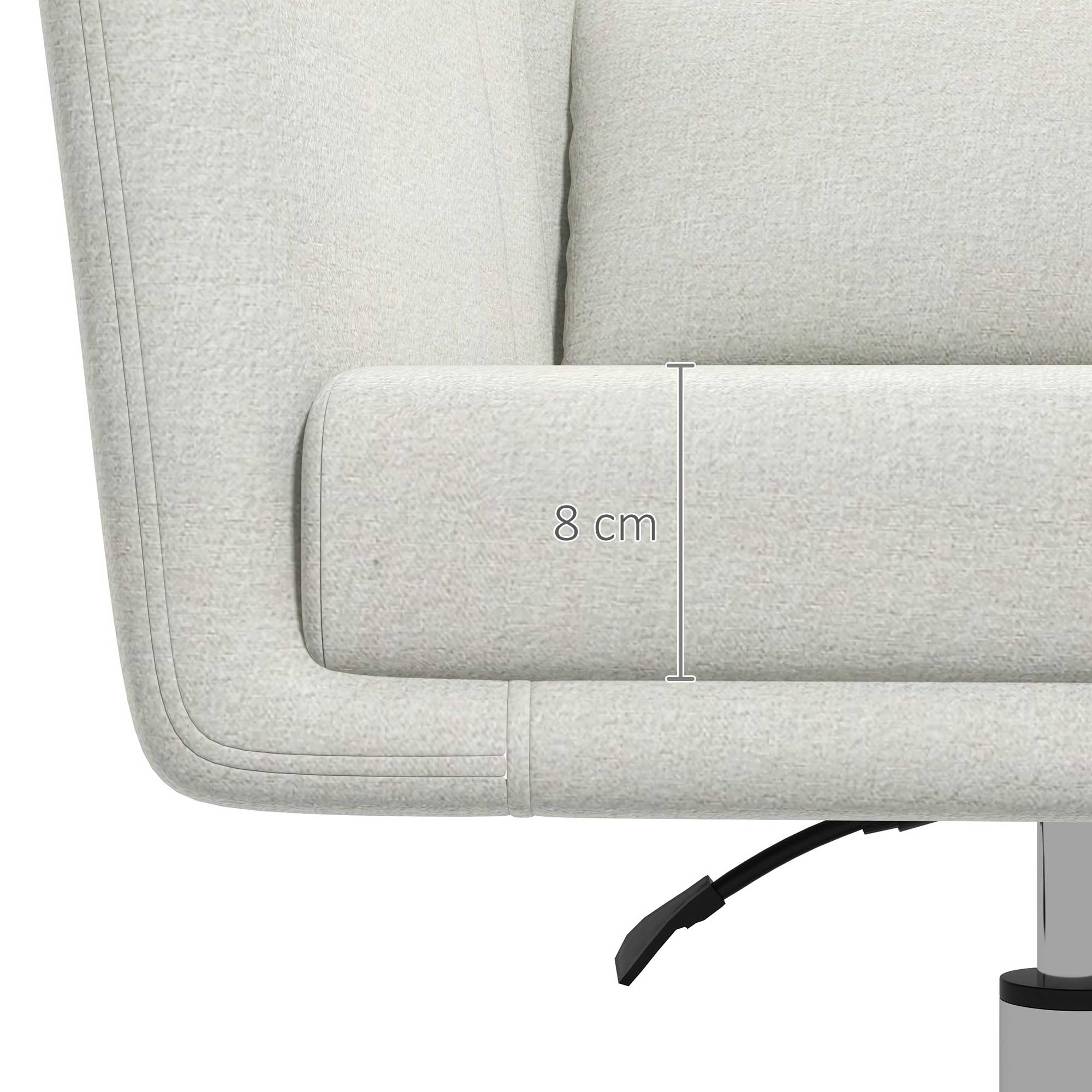 HOMCOM Swivel Linen Fabric Accent Chair for Living Room Contemporary Vanity Armchair with Adjustable Height Thick Cushion Lumbar Support Armrest for Bedroom Office Cream White