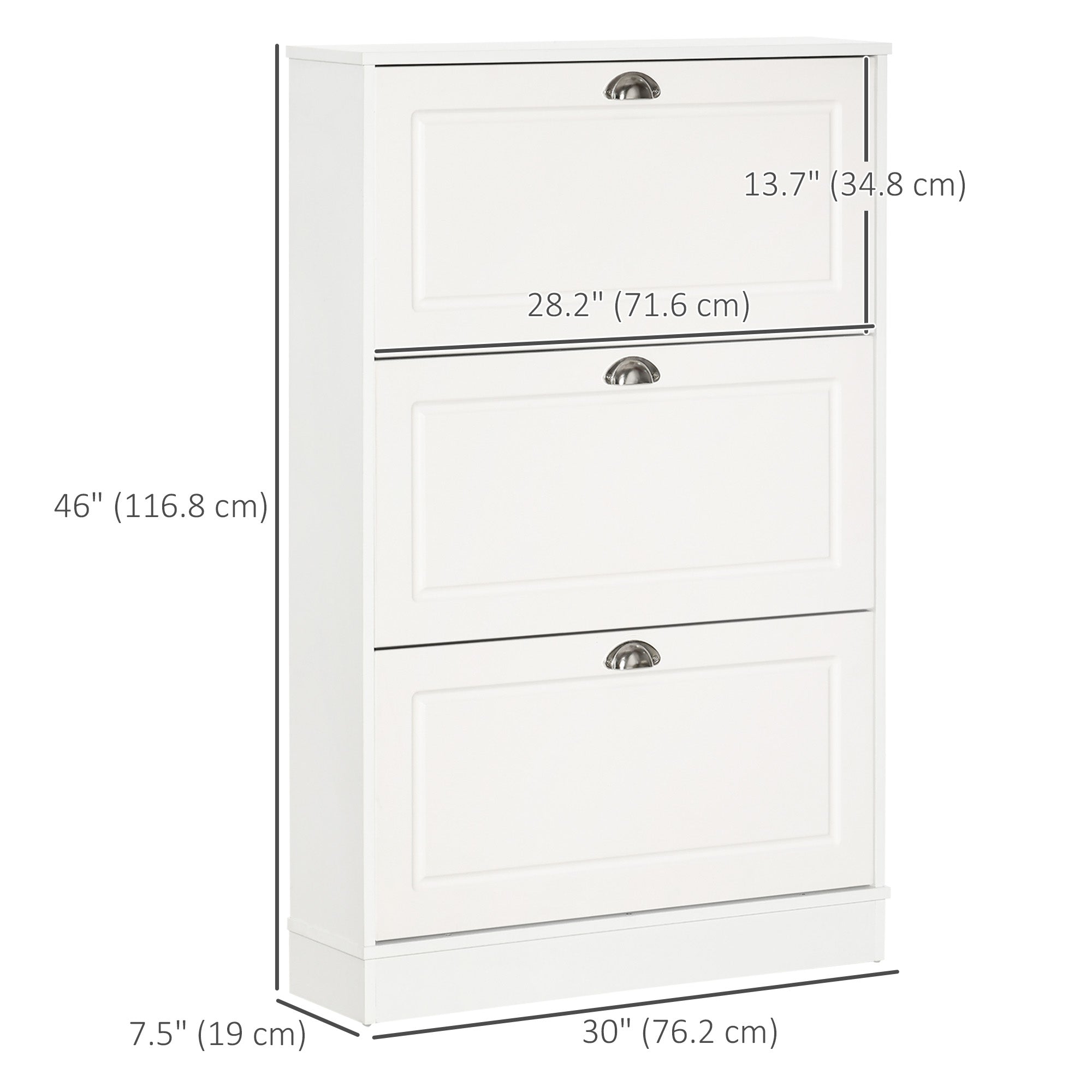 HOMCOM Narrow Shoe Storage Cabinet with 3 Flip Drawers, Entryway Shoe Cabinet for 12 Pairs of Shoes, White