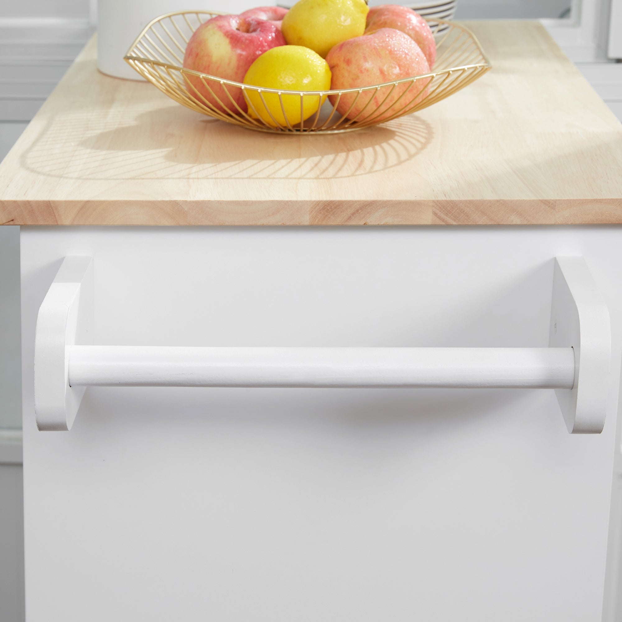 Kitchen Island Cart Rolling Trolley with Drawer Storage Cabinet & Towel Rack White