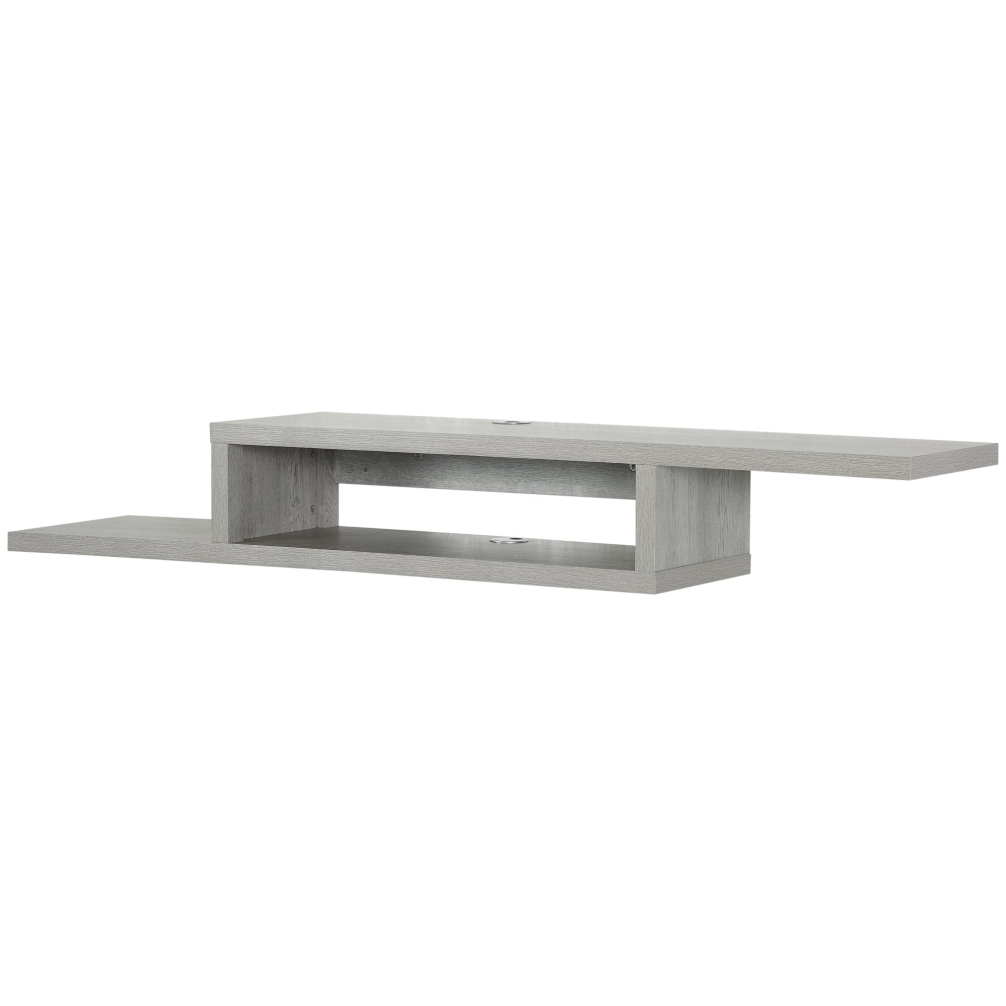 Wall Mounted Media Console Floating Stand Component Shelf Entertainment Center Unit Grey