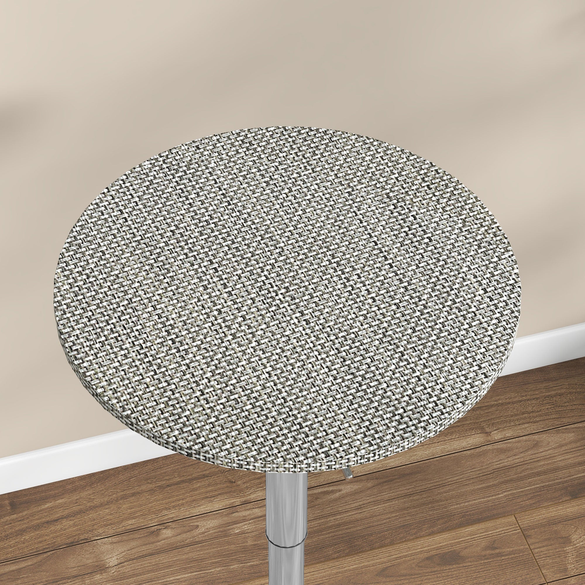 HOMCOM Round Bar Table for 2, Adjustable Pub Table with PE Rattan Top and Steel Base, Modern Bistro Table for Home Bar, Small Dining Room, Grey