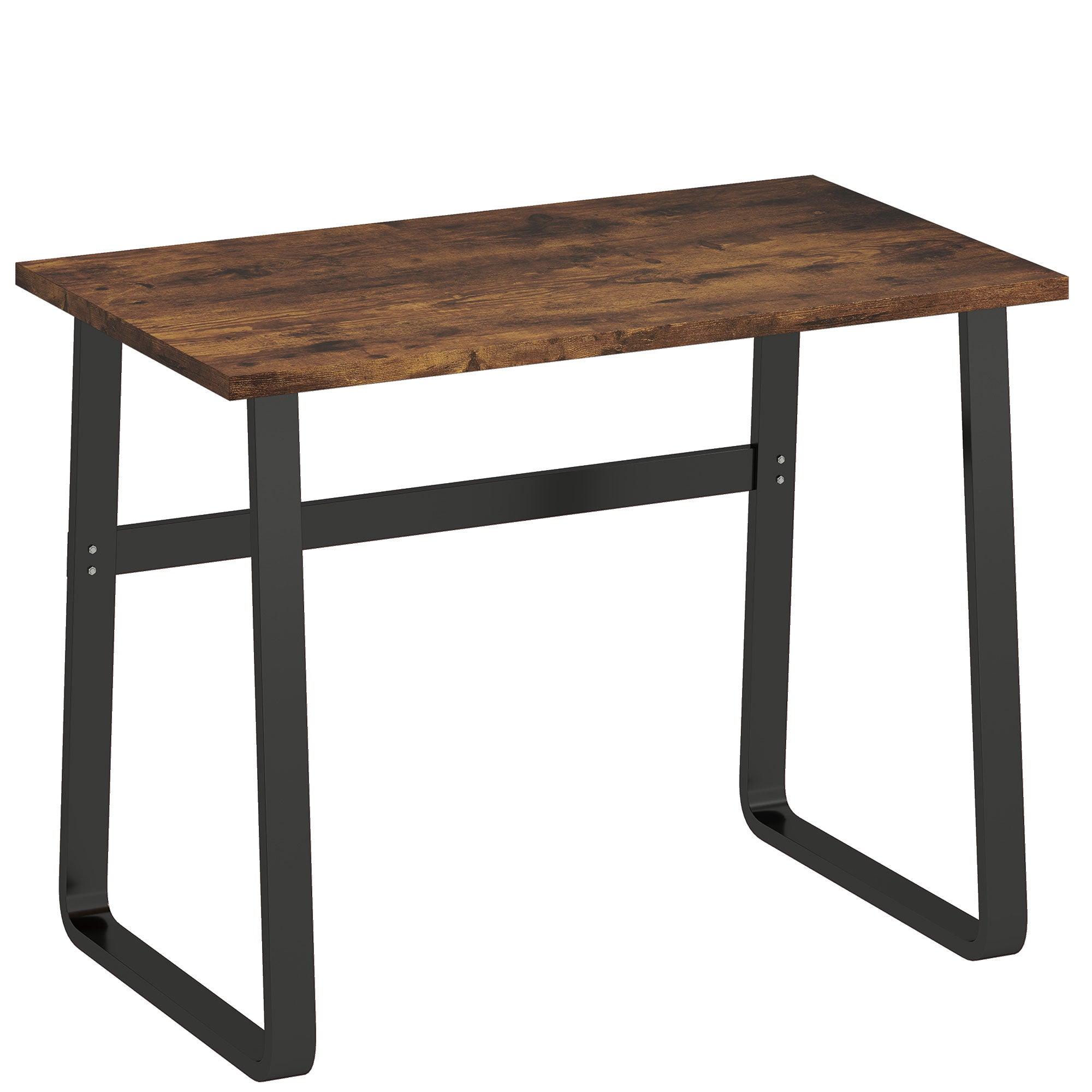 Computer Desk, Writing Desk with Steel Frame and Wood Top, Industrial Home Study Table, 100 x 58 x 74.5cm, Rustic Brown and Black