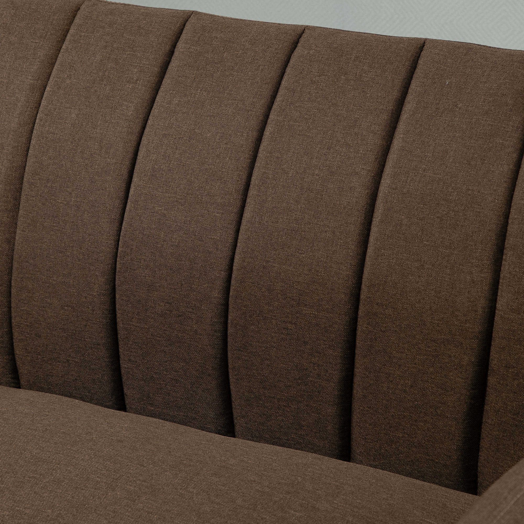 Two Seater Sofa Bed, Convertible Futon Couch Bed, Linen Upholstered Loveseat with Adjustable Backrest for Small Spaces, Living Room, Apartment, and Dorm, Brown