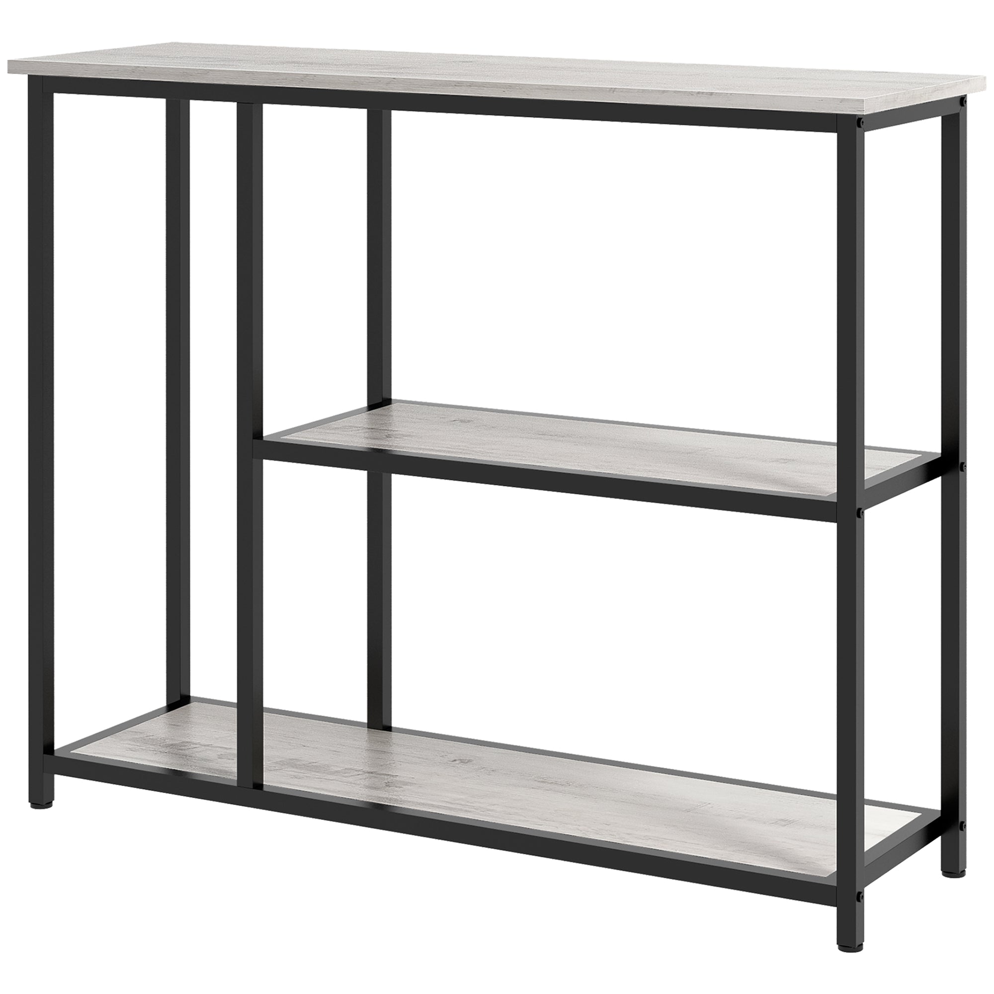 39" Console Table Entryway Table with 2 Storage Shelves Narrow Sofa Table for Living Room Gray