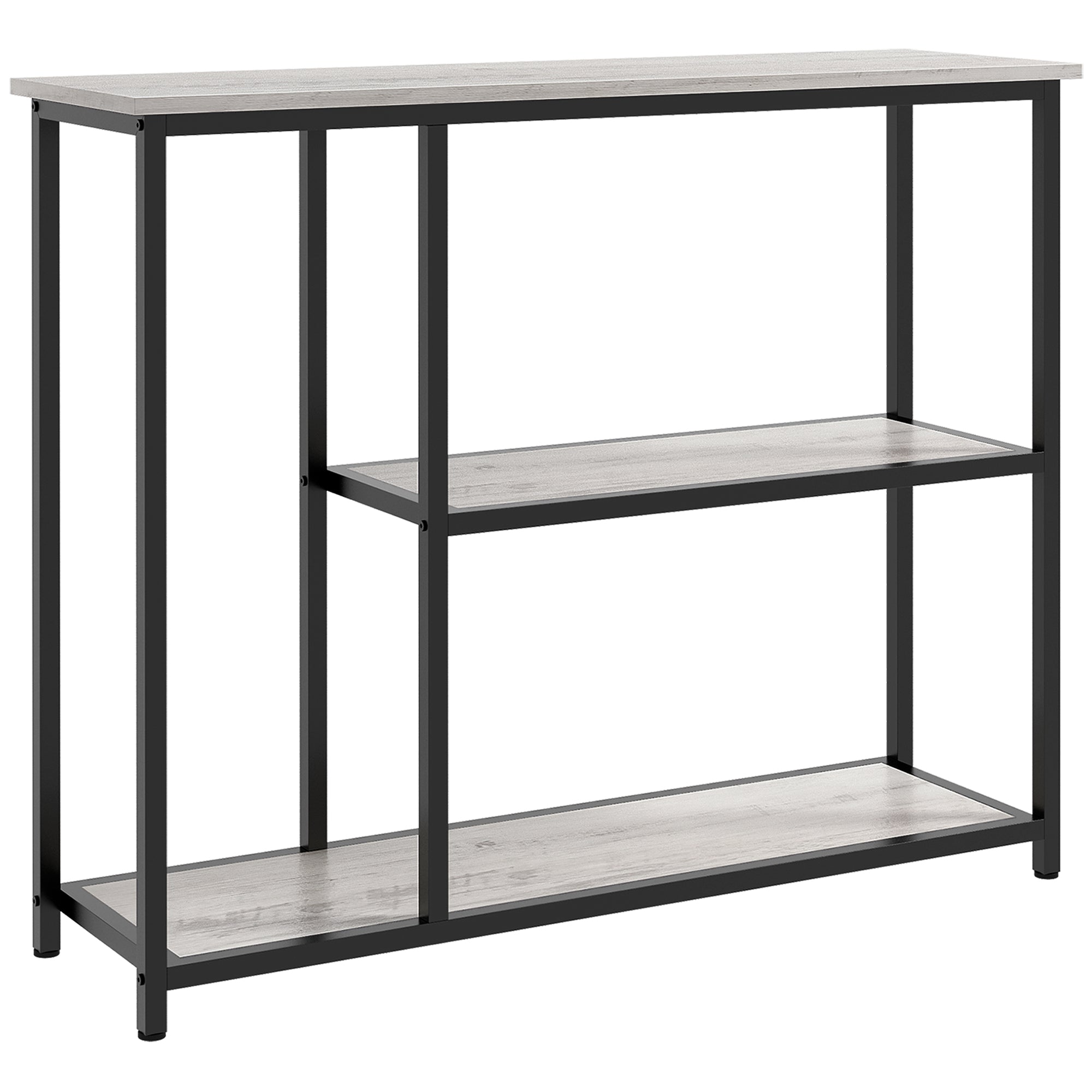 39" Console Table Entryway Table with 2 Storage Shelves Narrow Sofa Table for Living Room Gray