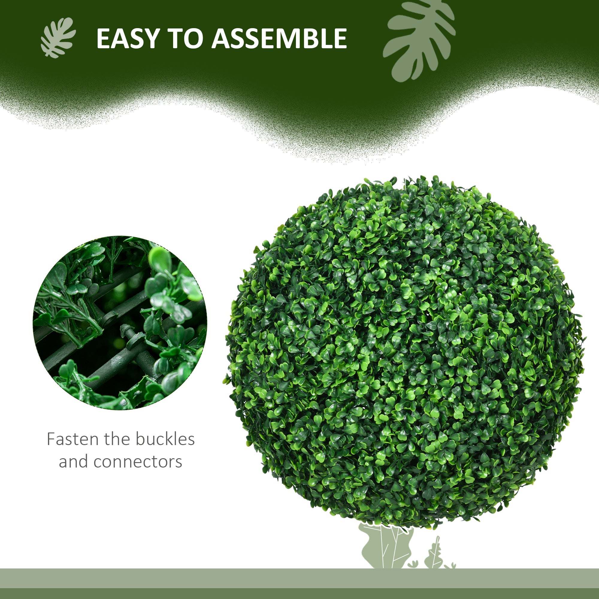 Artificial Boxwood Topiary Ball Set of 2 15.7 Inch Faux Plant, UV-Protected Anti-Fading Fake Plants for Home Indoor Outdoor Porch, Green