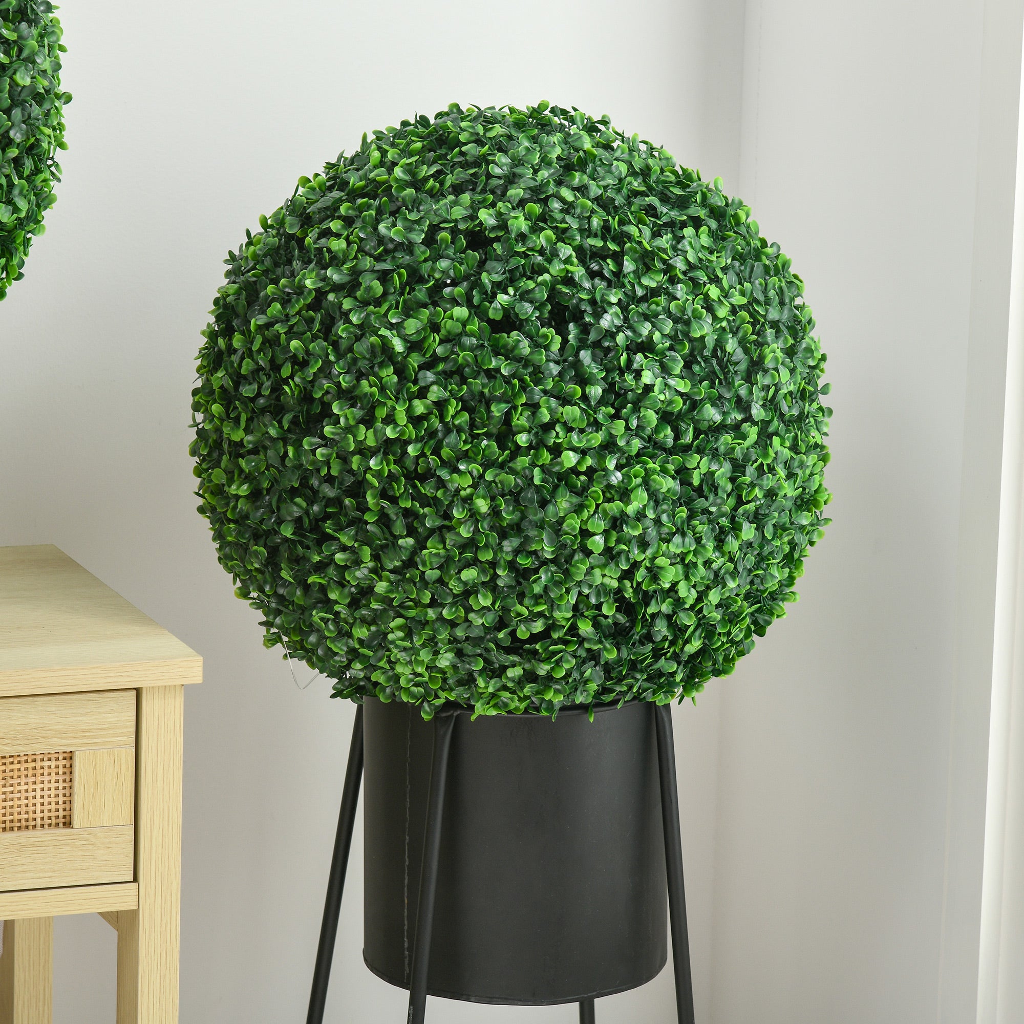 Artificial Boxwood Topiary Ball Set of 2 15.7 Inch Faux Plant, UV-Protected Anti-Fading Fake Plants for Home Indoor Outdoor Porch, Green