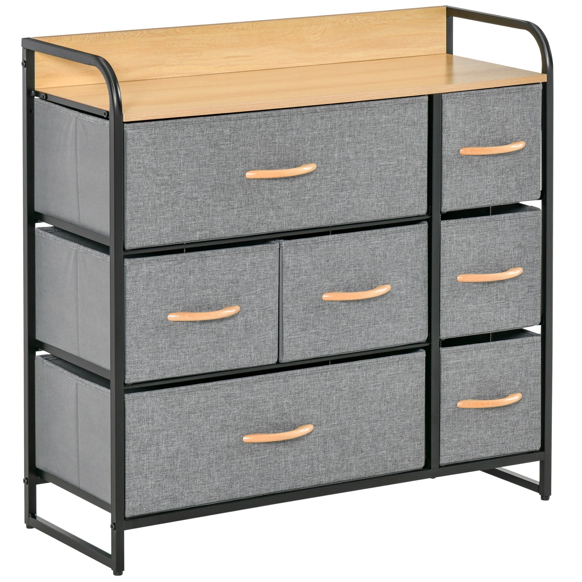 3 Tier Storage Organizer for Bedroom Entryway 7 Drawer Dresser with Steel Frame Light Gray