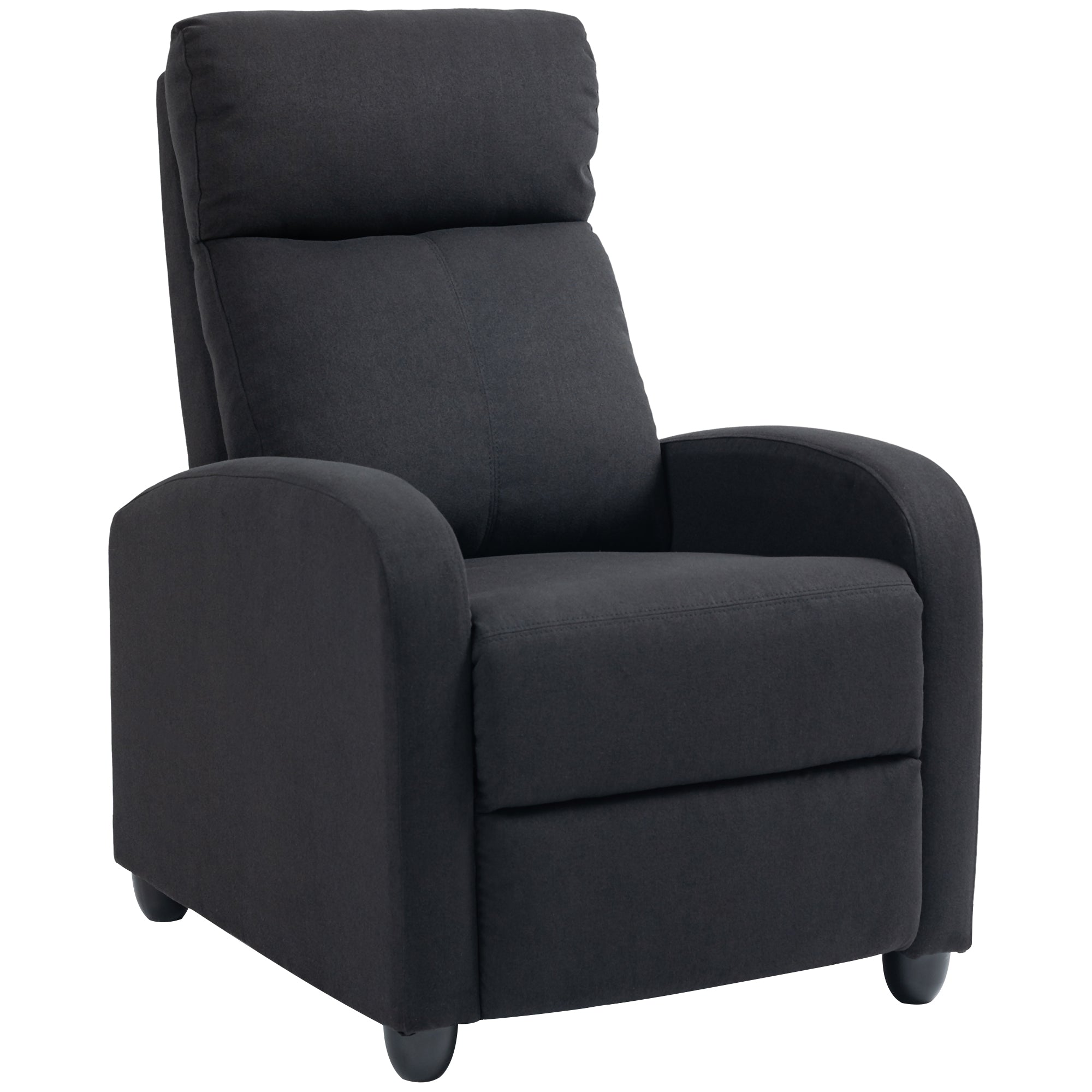 Push Back Recliner Chair with Padded Seat, Black - HOMCOM