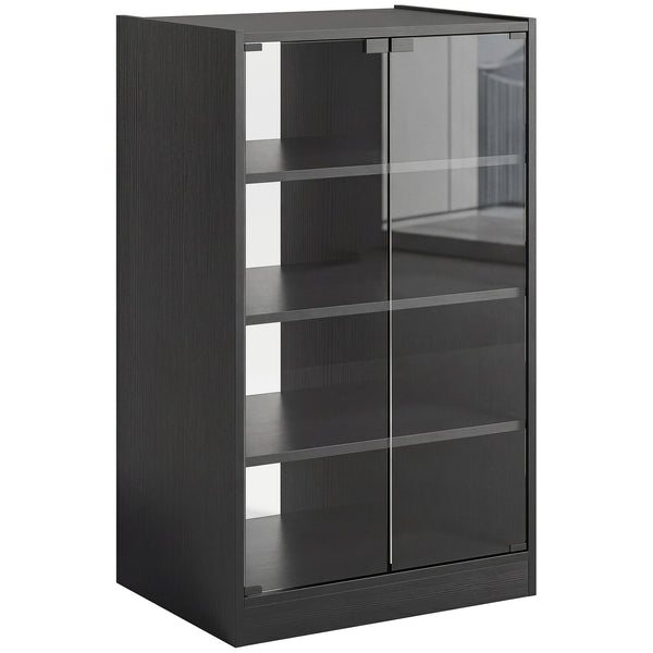 4-Tier Media Cabinet Stand w/ Adjustable Shelves & Cable Management, Distressed Black