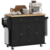 GlideSpace Rolling Kitchen Island with Rubberwood Top and Spice Rack for Kitchen, Black