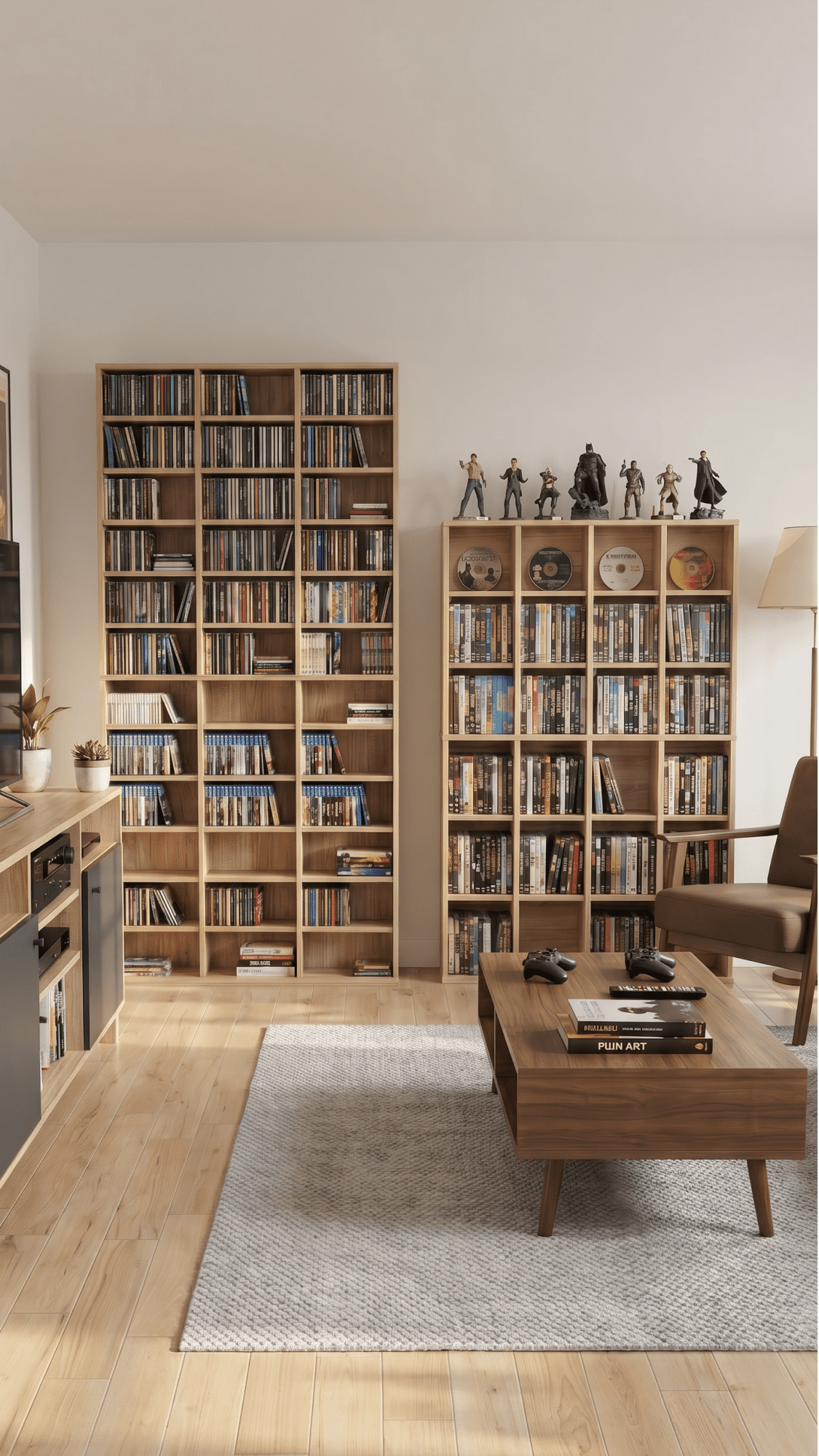 1116 CD/ 528 DVD Storage Unit, Media Storage Shelf, Wooden Display Unit with Adjustable Shelves, 102 x 195 cm, Rustic Brown