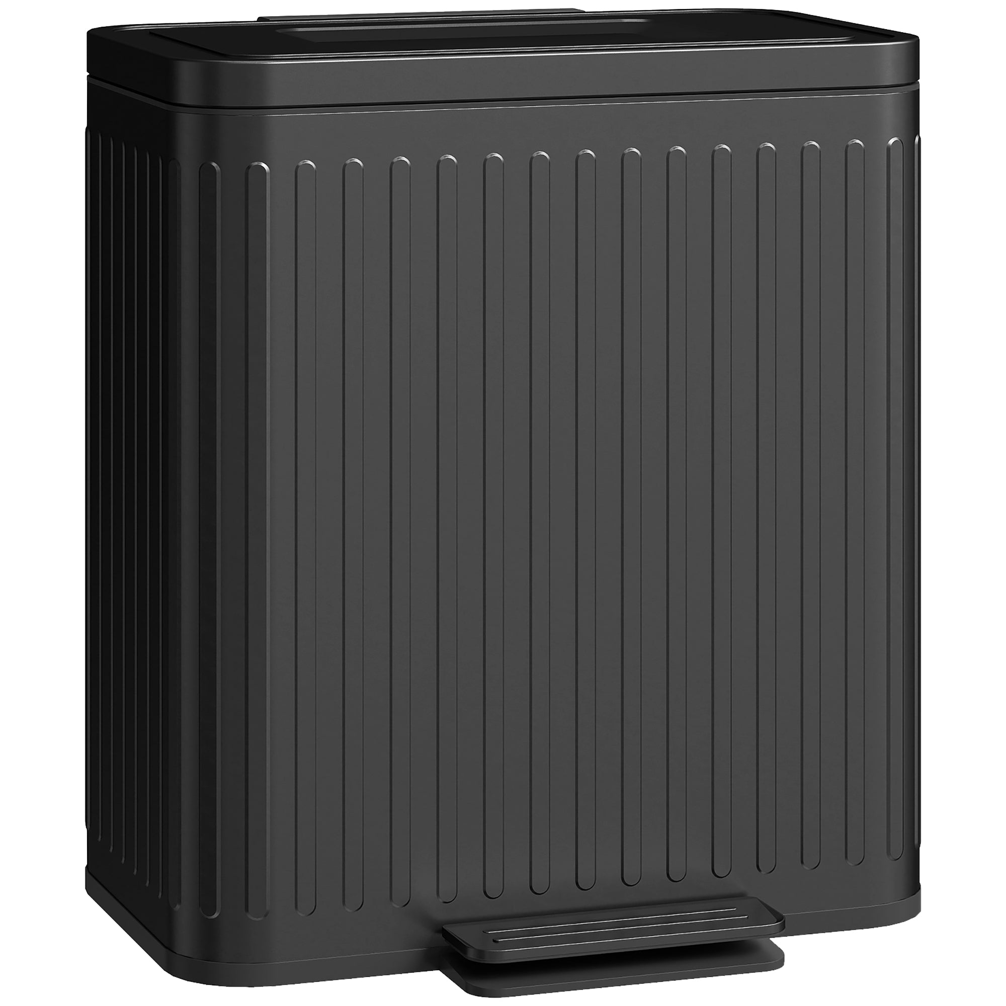 Trash Can, 2 x 5.3 Gallon (2 x 20 L) Garbage Can with Soft-Close Lid, Foot Pedal, Removable Inner Buckets, Fingerprint-Proof, Garbage Bin for Kitchen Home Office, Black