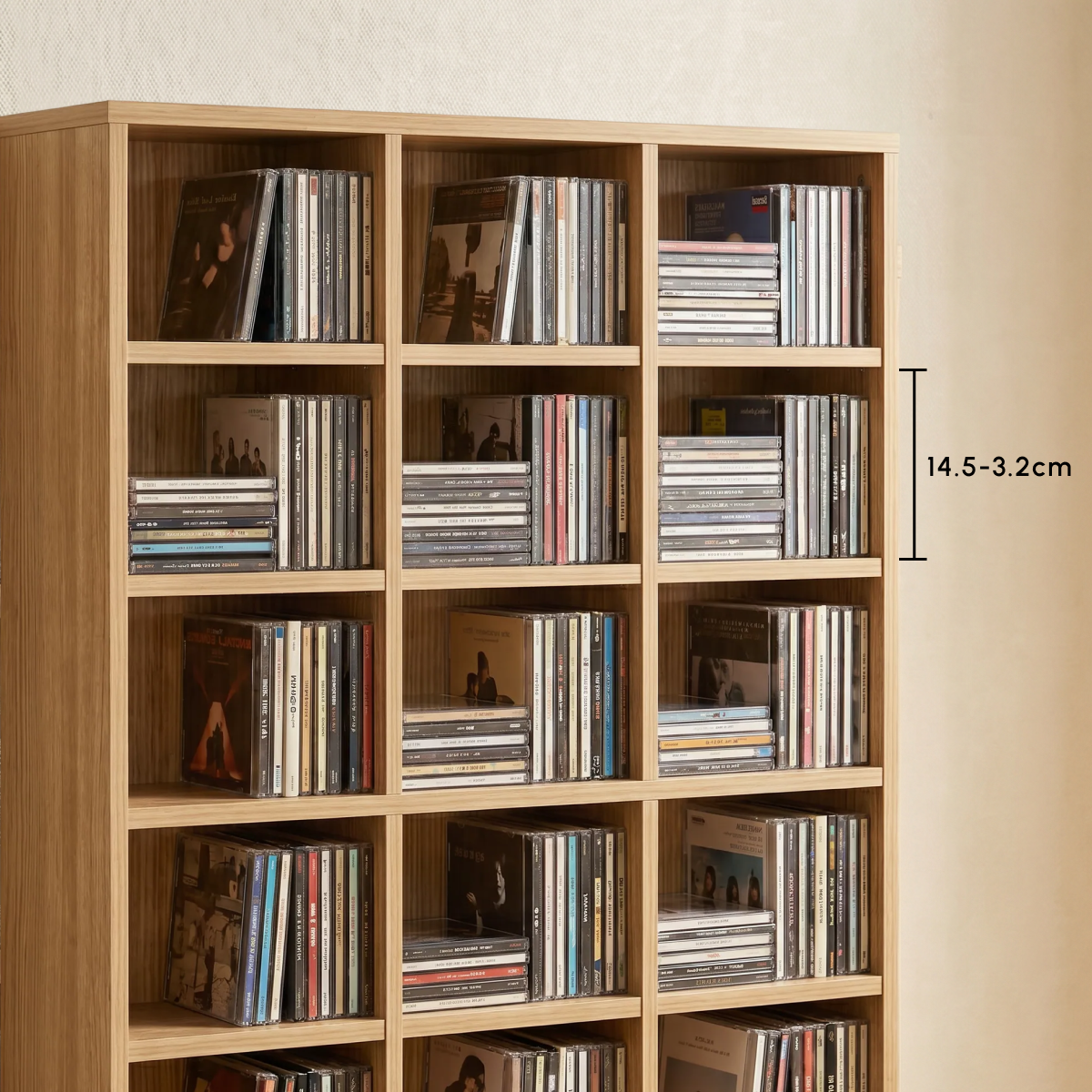 1116 CD/ 528 DVD Storage Unit, Media Storage Shelf, Wooden Display Unit with Adjustable Shelves, 102 x 195 cm, Rustic Brown