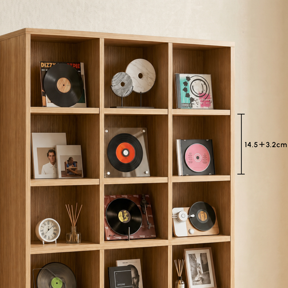 1116 CD/ 528 DVD Storage Unit, Media Storage Shelf, Wooden Display Unit with Adjustable Shelves, 102 x 195 cm, Rustic Brown