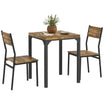 3 Piece Dining Room Set for 2, Dining Table Set for Breakfast Nook, Space Saving, Rustic Brown