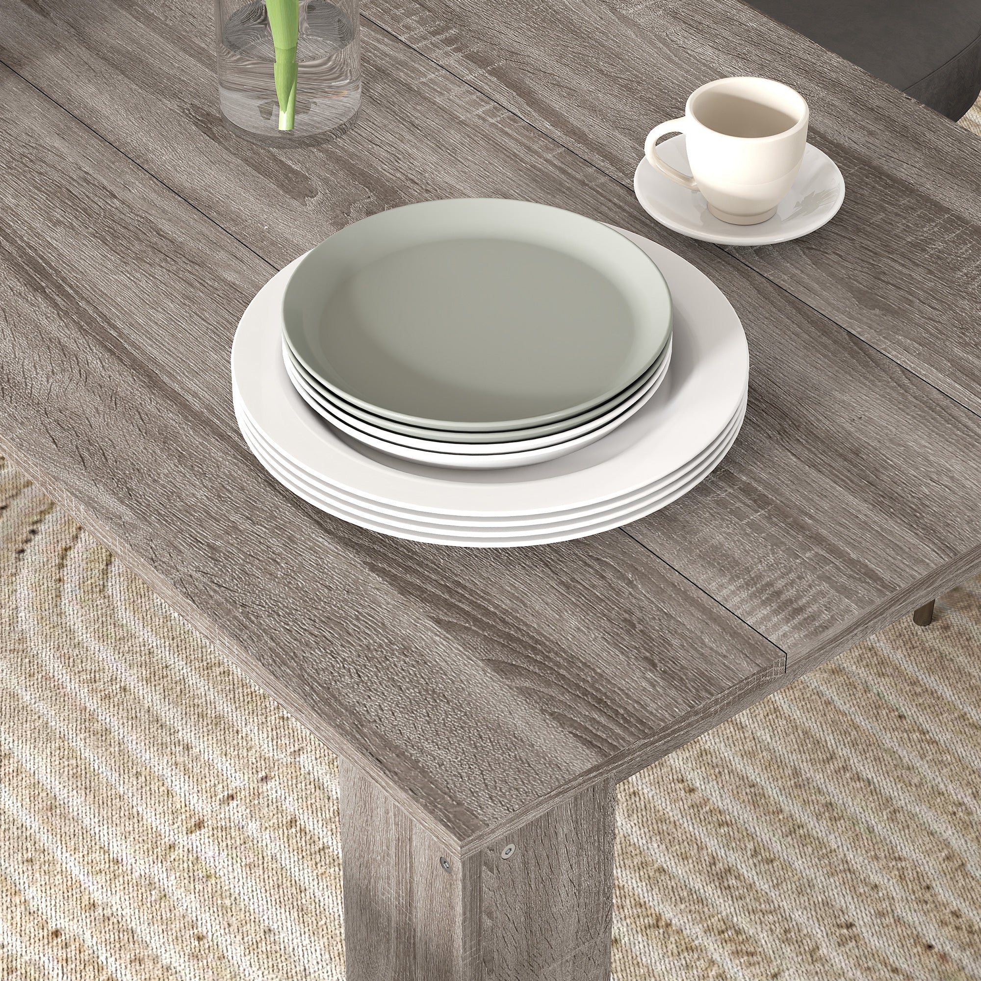 47" Dining Table for 4-6 People, Mid-Century Modern Rectangular Kitchen Table with Wood Effect for Dining Room, Living Room, Light Gray