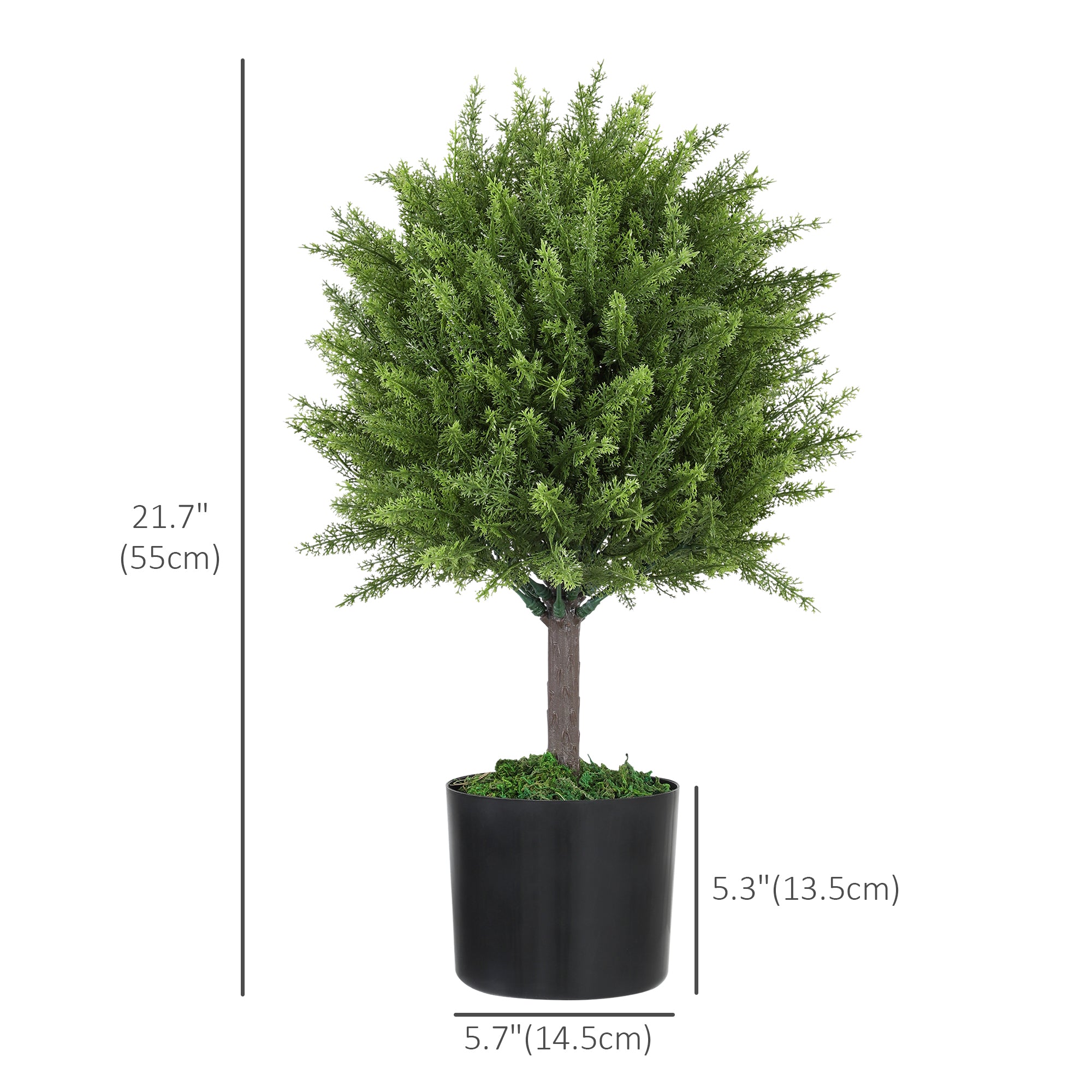 Decorative Artificial Plant, Cedar Topiary Tree in Pot, Fake Plants for Home Indoor outdoor Decor, 21.7 inch, Green