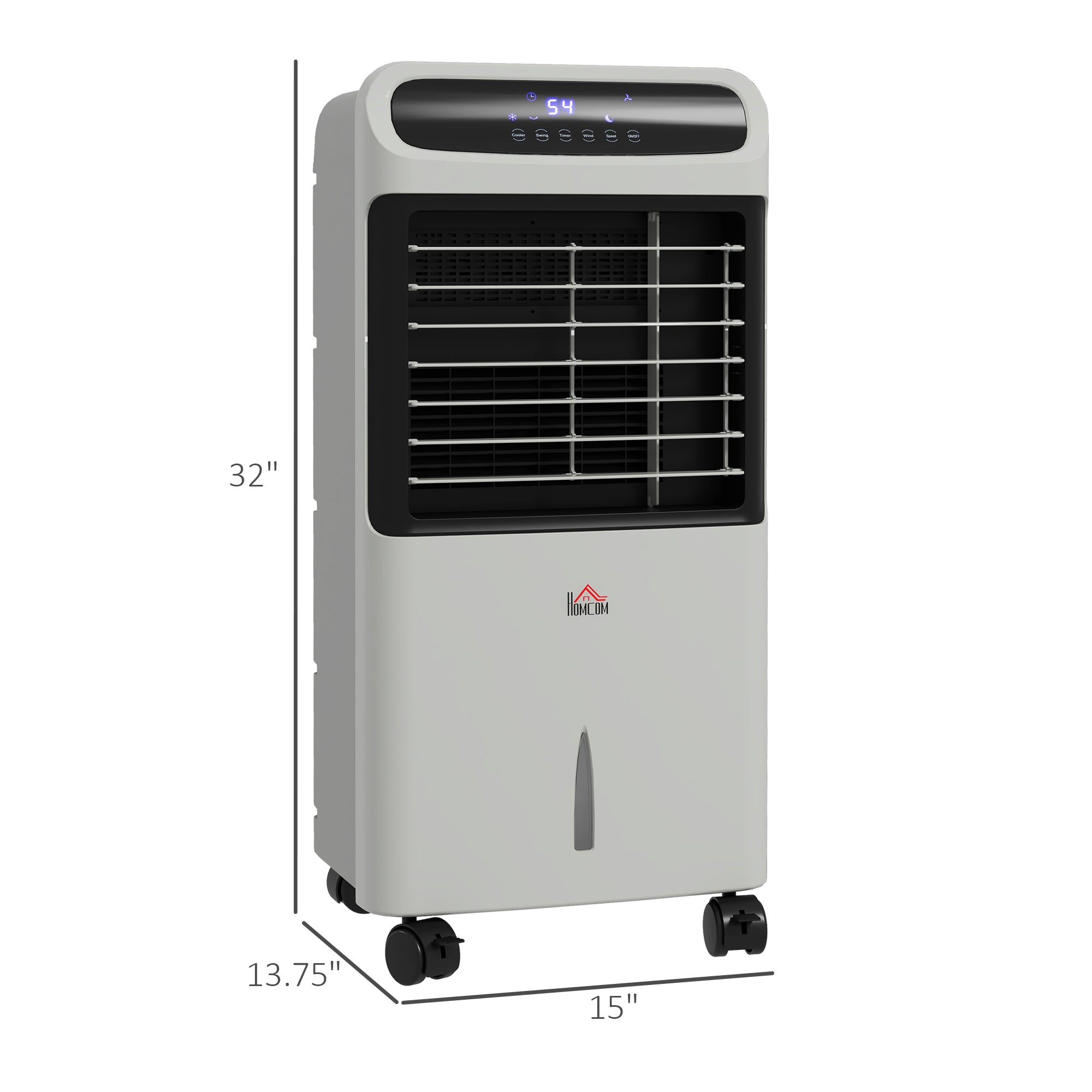 3-In-1 Ice Cooling Fan, Mobile Evaporative Air Cooler with Remote, Timer, Oscillating for Home Office, Bedroom, Gray - HOMCOM