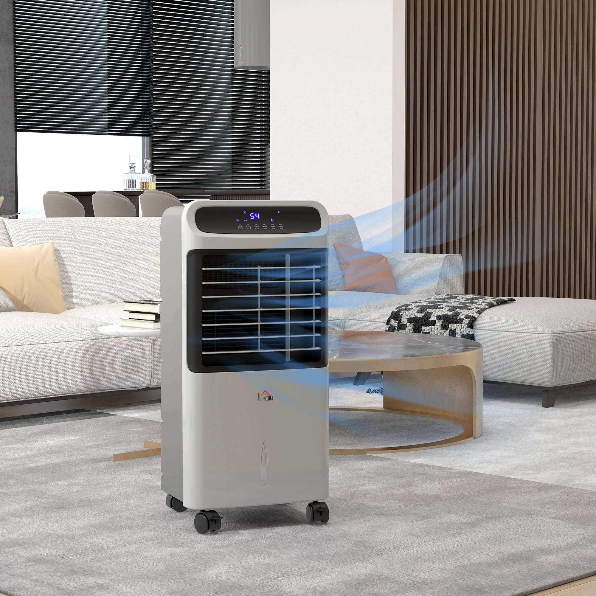 3-In-1 Ice Cooling Fan, Mobile Evaporative Air Cooler with Remote, Timer, Oscillating for Home Office, Bedroom, Gray - HOMCOM