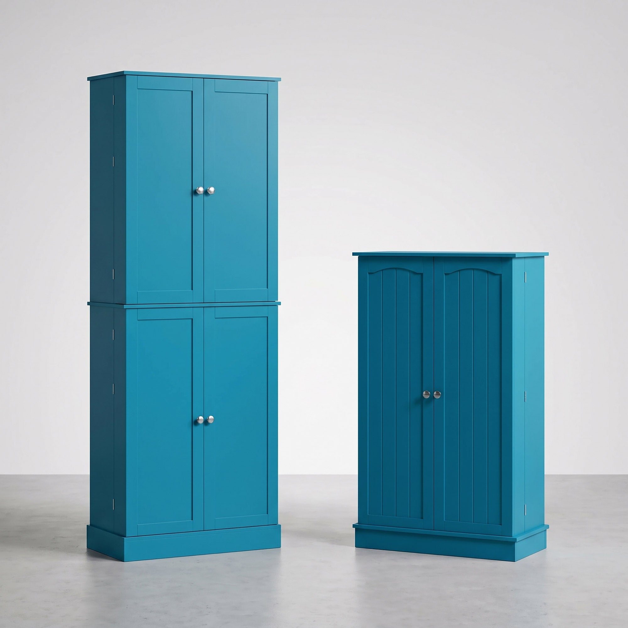 Order Pantry 2-Piece Cabinet Set with 41" and 65" Kitchen Storage Cabinets，Blue