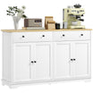 HOMCOM Kitchen Storage Cabinet, Sideboard Buffet Cabinet with Solid Wood Top, Adjustable Shelf, 2 Drawers and 4 Doors, White