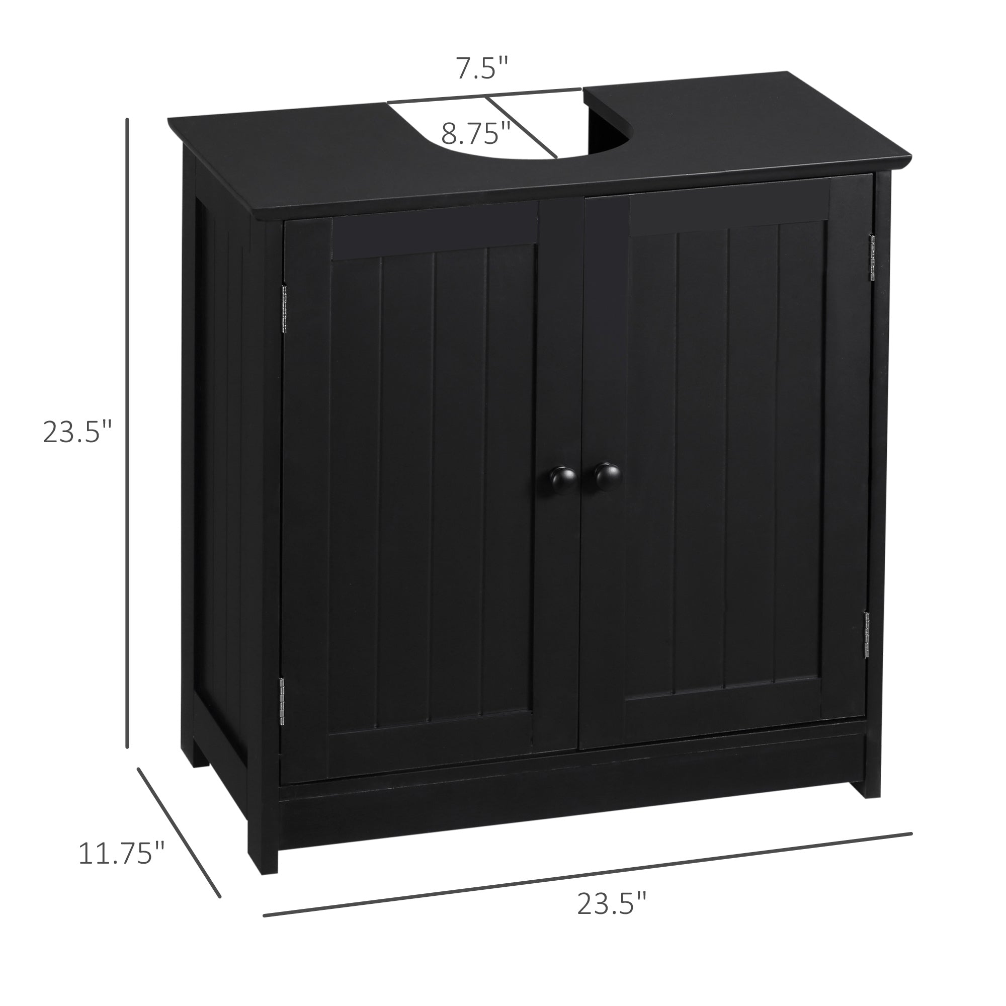 Under Sink Bathroom Cabinet with 2 Doors and Shelf Pedestal Sink Vanity Cabinet Black