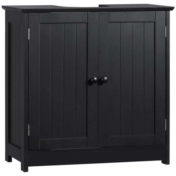 Under Sink Bathroom Cabinet with 2 Doors and Shelf Pedestal Sink Vanity Cabinet Black - HOMCOM