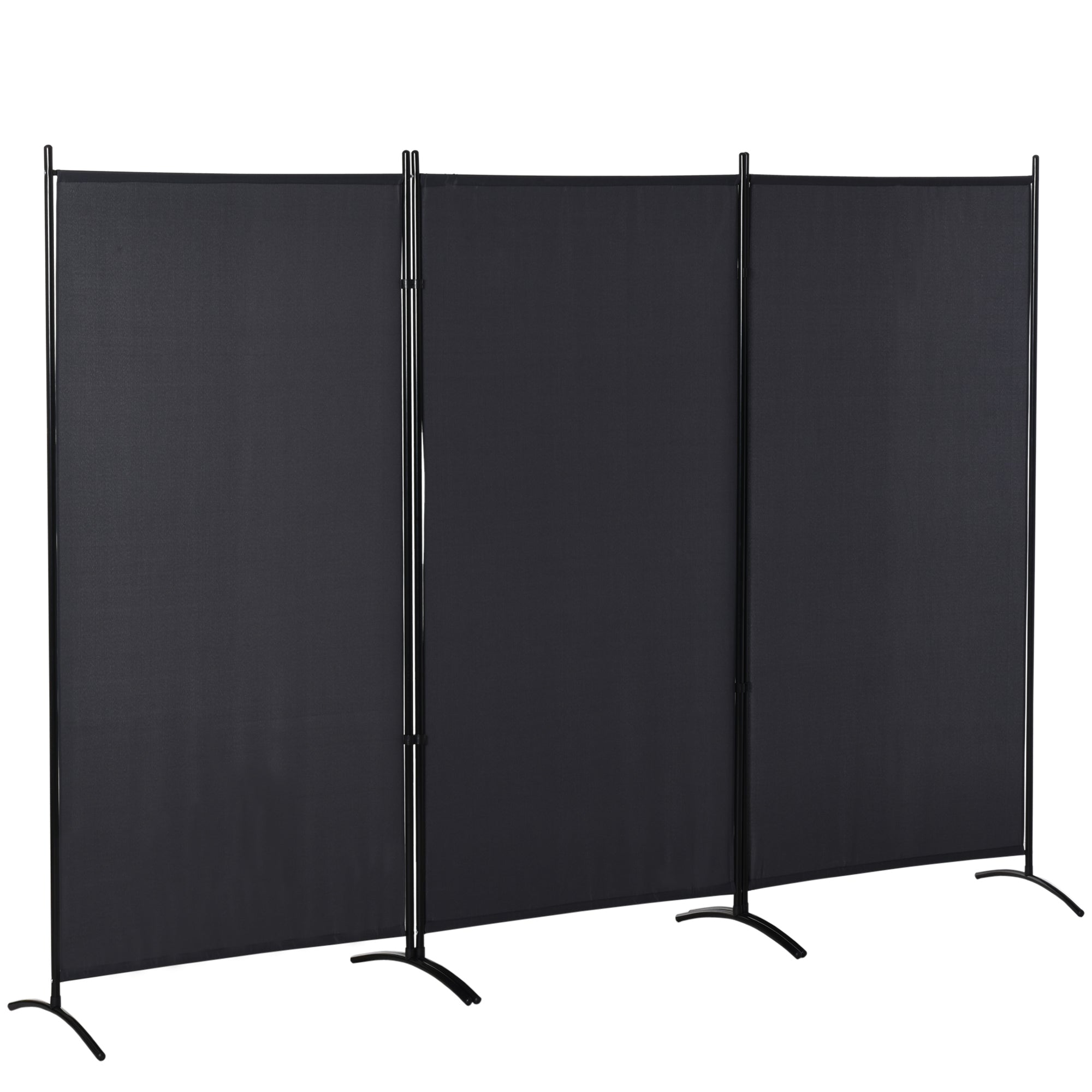 HOMCOM 3 Panel Room Divider, 6 Ft Double Hinged Folding Privacy Screen, Portable Freestanding Partition Wall Divider for Home Office, Charcoal Grey