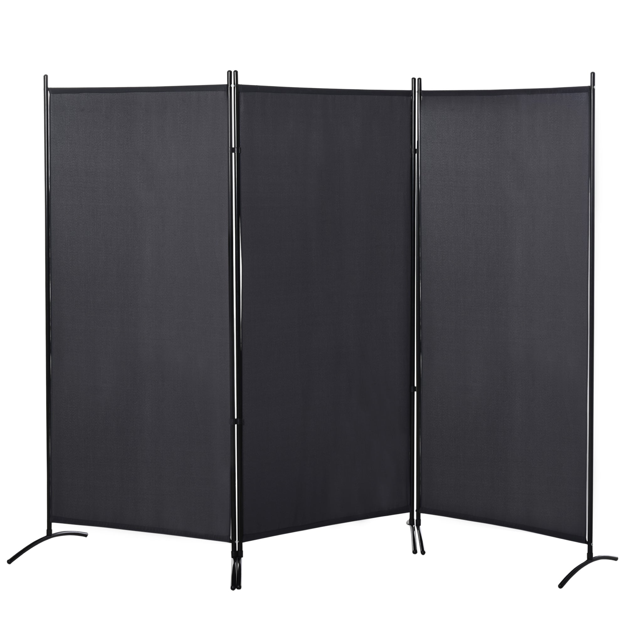 HOMCOM 3 Panel Room Divider, 6 Ft Double Hinged Folding Privacy Screen, Portable Freestanding Partition Wall Divider for Home Office, Charcoal Grey