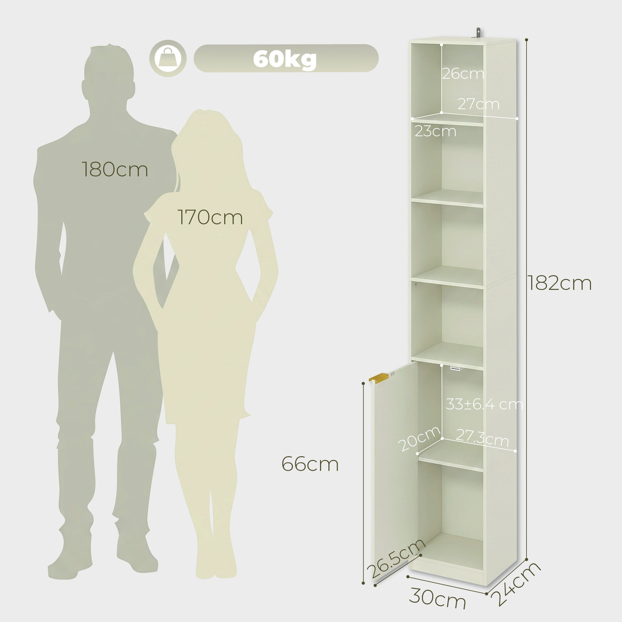 Bookcase, 6-Tier Tall Bookshelf, Open Book Shelf with Storage Cabinet and Adjustable Shelf, Anti-Tip Hardware for Living Room, Bedroom, Home Office, Light Green