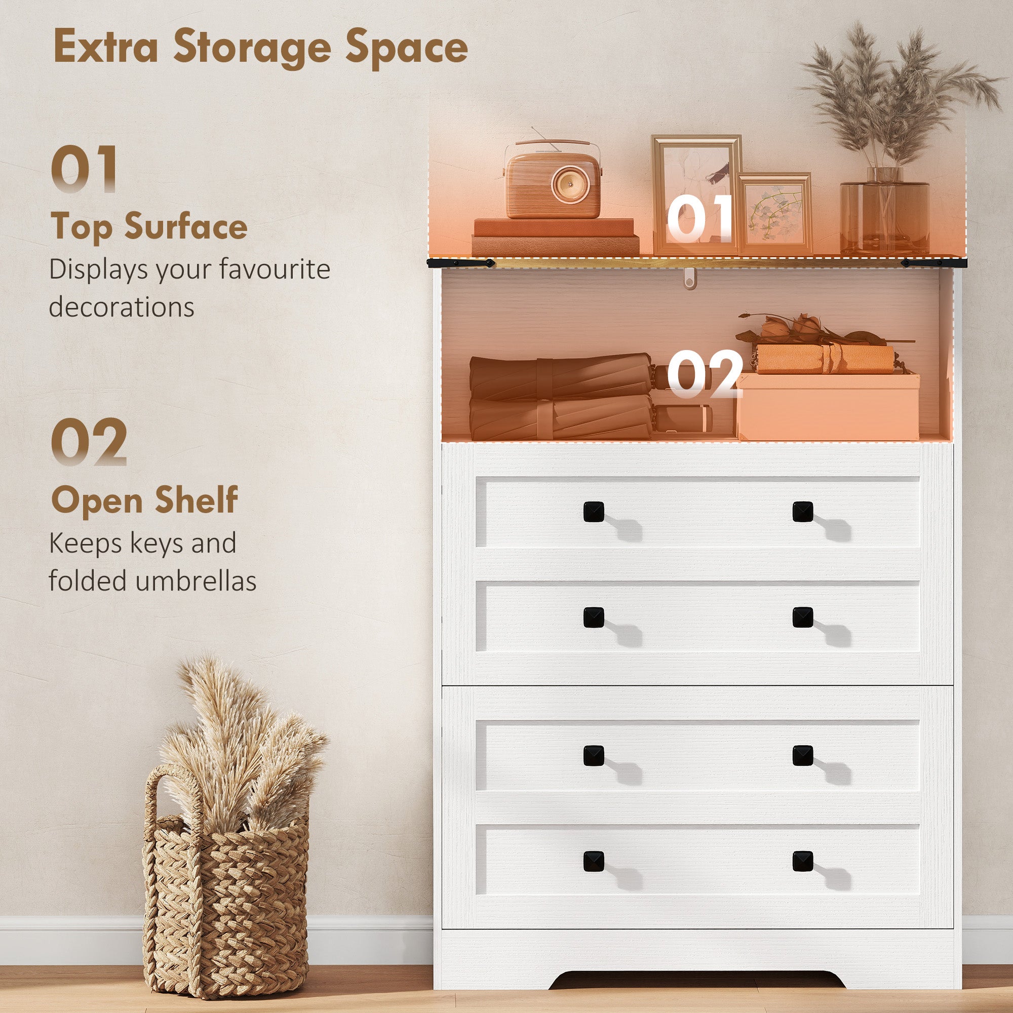 Shoe Cabinet with 2 Flip Drawers, Narrow Shoe Storage Cabinet with Adjustable Shelves and Open Shelf, Farmhouse Storage Organizer for Entryway, Hallway, Holds 12-16 Pairs, White