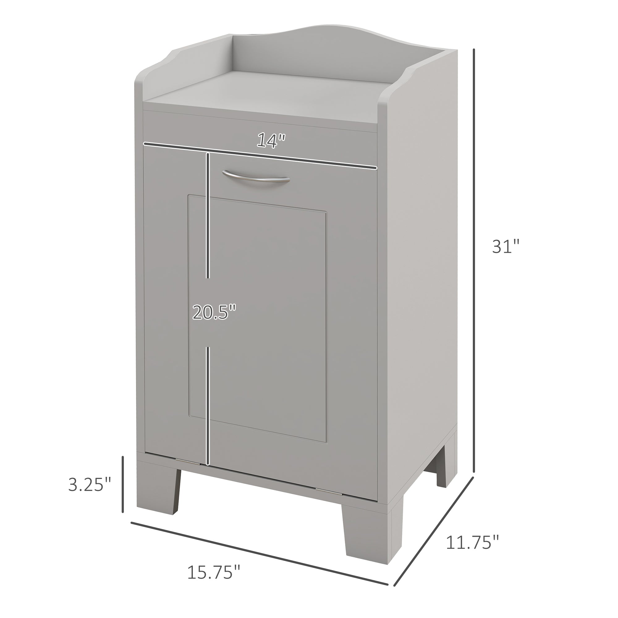 Tilt-out Laundry Storage Cabinet with Tabletop and Compartment Hamper, White