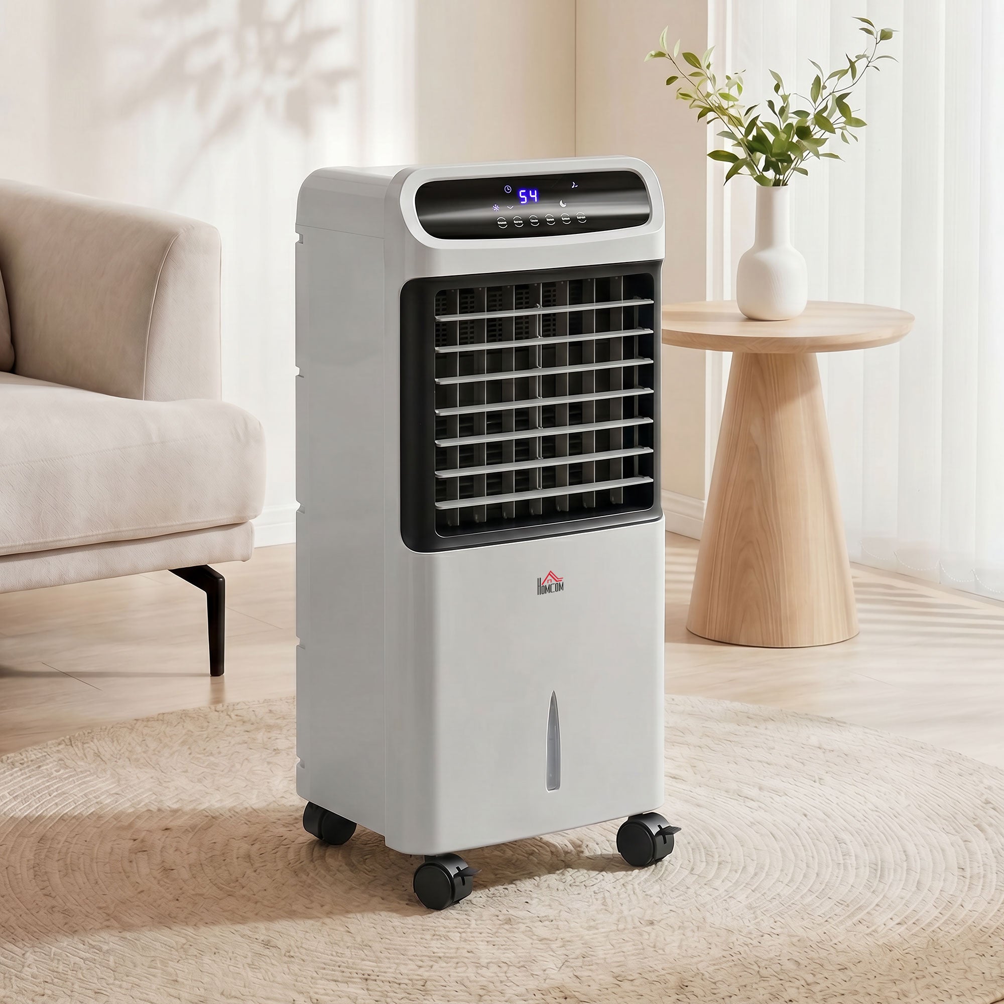 3-In-1 Ice Cooling Fan, Mobile Evaporative Air Cooler with Remote, Timer, Oscillating for Home Office, Bedroom, Gray