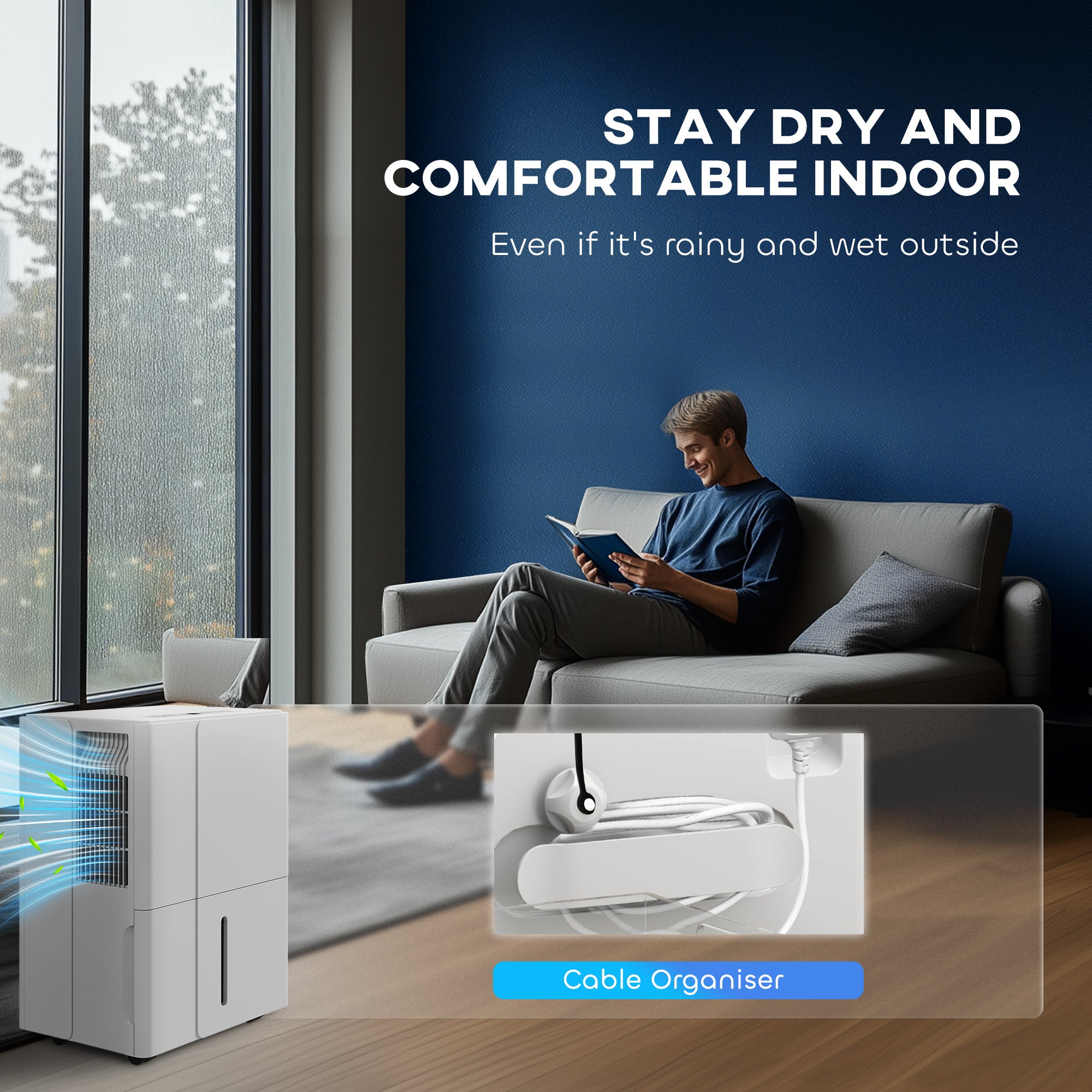 HOMCOM 30L/Day Dehumidifier with Activated Carbon Air Filter, Continuous Drainage, 4.7L Water Tank, 24H Timer, Dehumidifier for Home Damp, Bedroom, Condensation, Mould, Laundry Drying