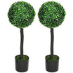 HOMCOM 2ft Artificial Boxwood Topiary Ball Trees Set of 2, Potted Fake Plants for Indoor Outdoor, Decorative Artificial Plants, Green