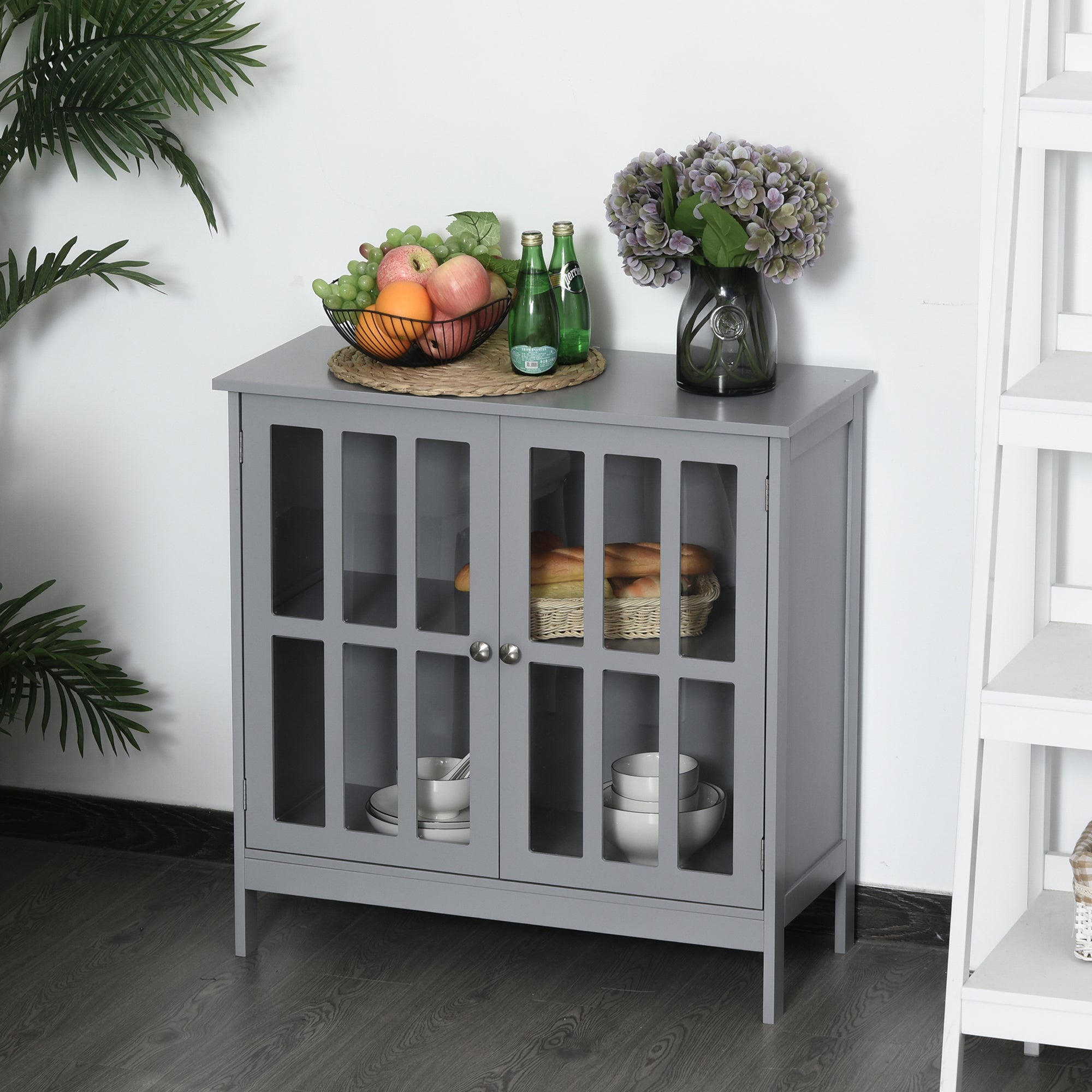 kleankin Sideboard Buffet Cabinet with Storage, Kitchen Storage Cabinet with Doors and Shelves, Grey