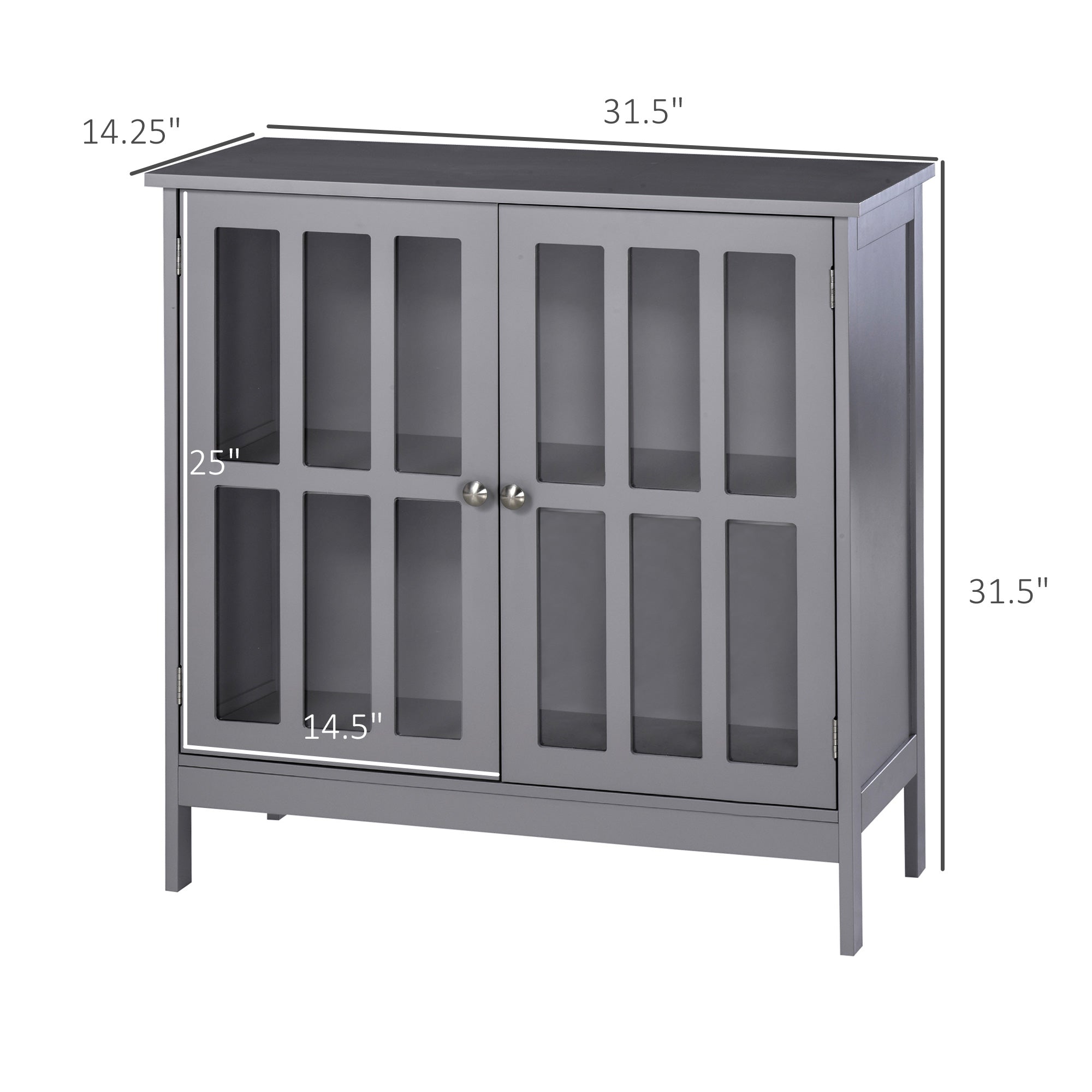 kleankin Sideboard Buffet Cabinet with Storage, Kitchen Storage Cabinet with Doors and Shelves, Grey