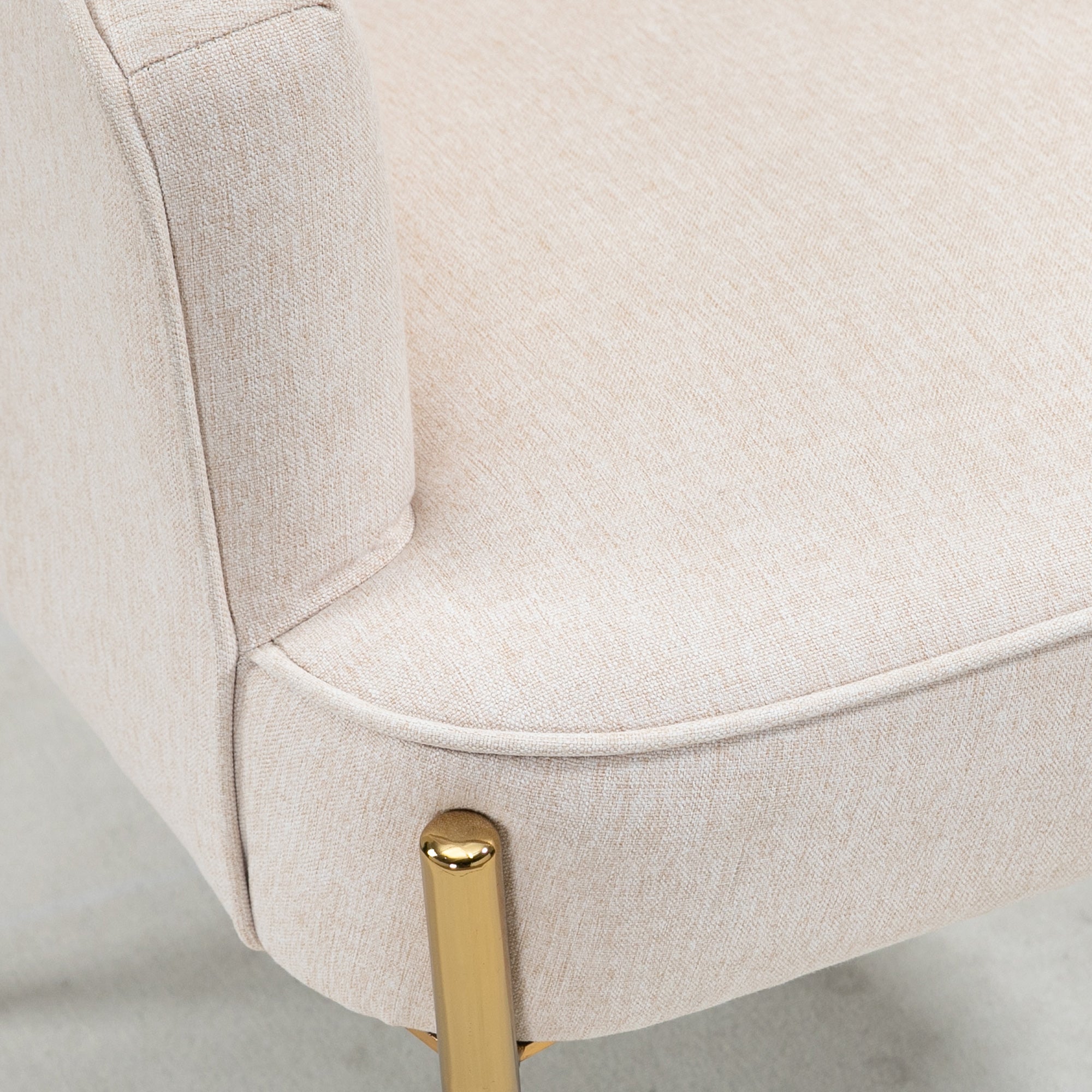 HOMCOM Fabric Accent Chair, Armchair, Modern Living Room Chair with Gold Metal Legs and Thick Padding for Bedroom, Cream White