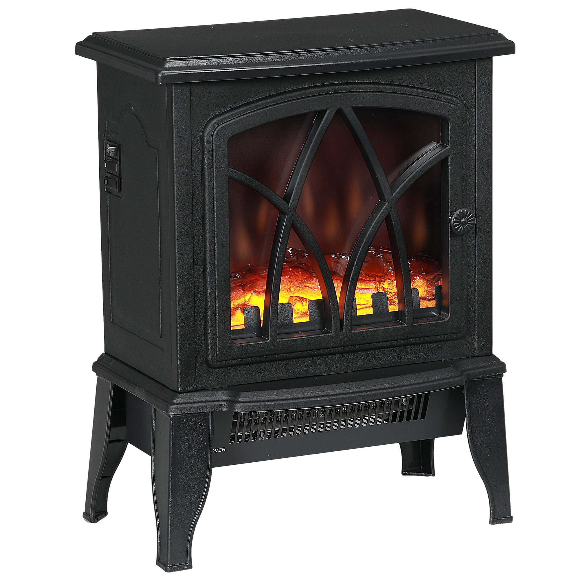 Electric Fireplace Heater, Freestanding Fireplace Stove with Realistic Flames Overheating Protection