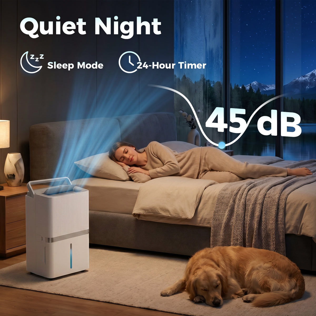 100 Pint Smart Dehumidifier for Basement and Home, 5,200 Sq. Ft., WiFi Large Dehumidifiers with App, Alexa, Google Voice Control, Drain Hose, 3 Modes, Humidity Indicator
